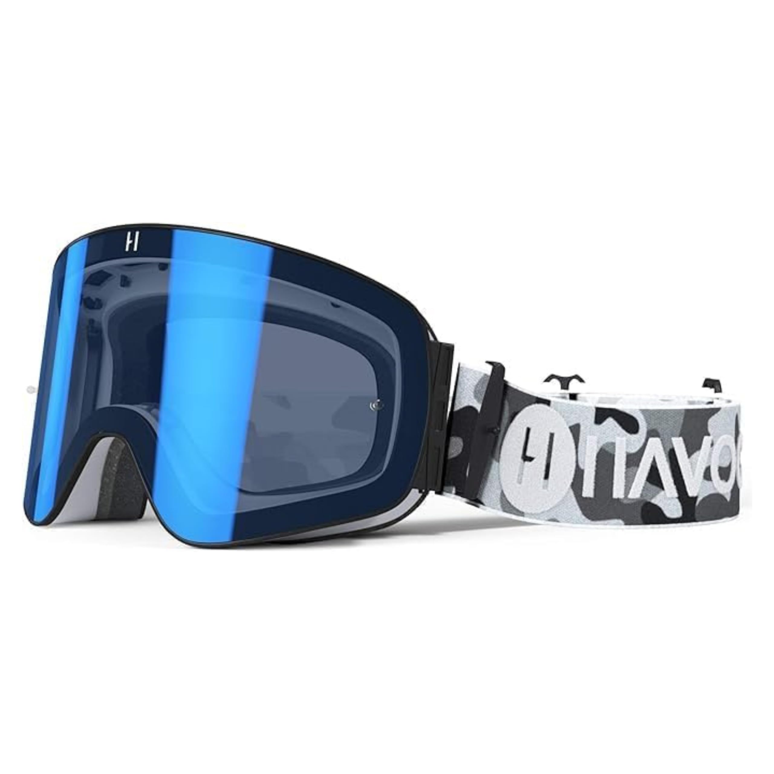 Havoc Racing Magnetic Frameless Goggles - For Motocross, Dirt Biking, Snowboarding, Atv, & Utv - Arctic Camo Goggles & Clear Len