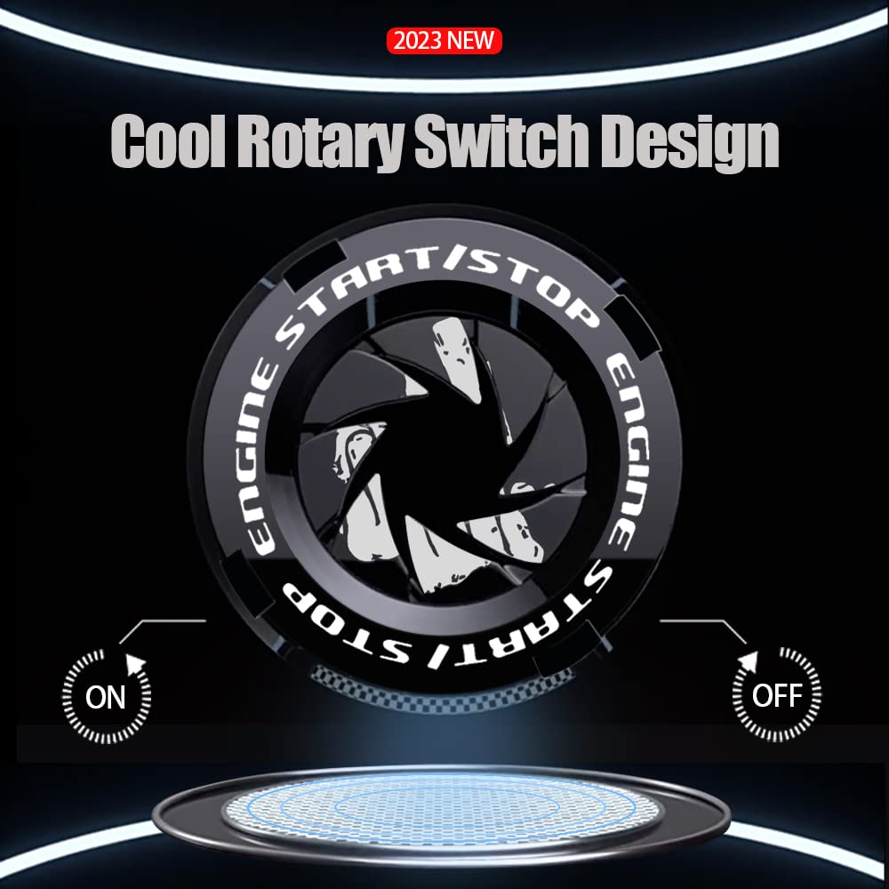 Tybasthe Rotary Push Start Button Cover, Middle Finger Car Accessories Engine Start Stop Button Cover, Car Stickers Interior Decor, Motorcycle Ignition Key Switch Cover, Black