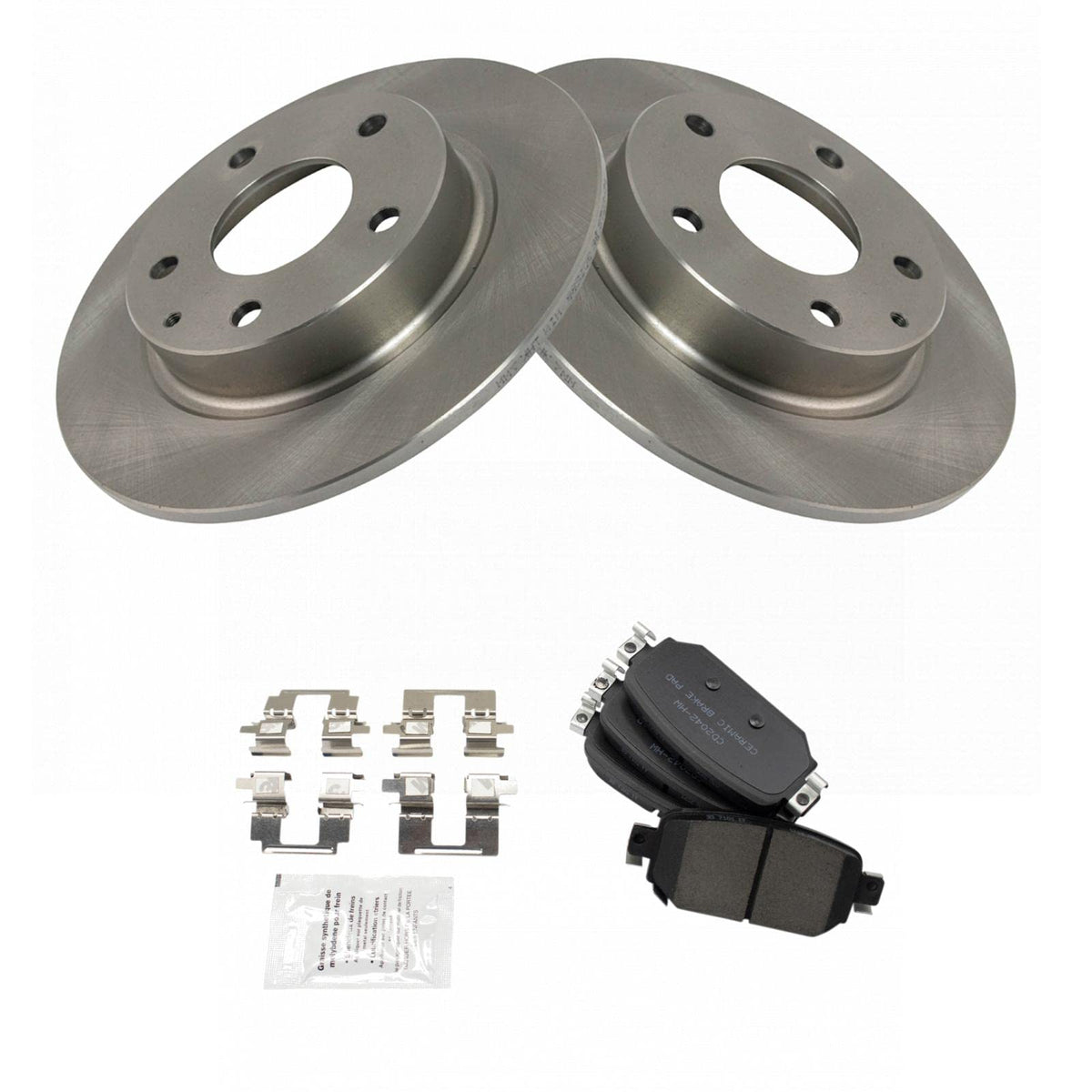TRQ Rear Brake Pad & Rotor Kit Brake Pads Brake Rotor Ceramic Compatible with 2017-2018 Mazda 3 2019 CX-3