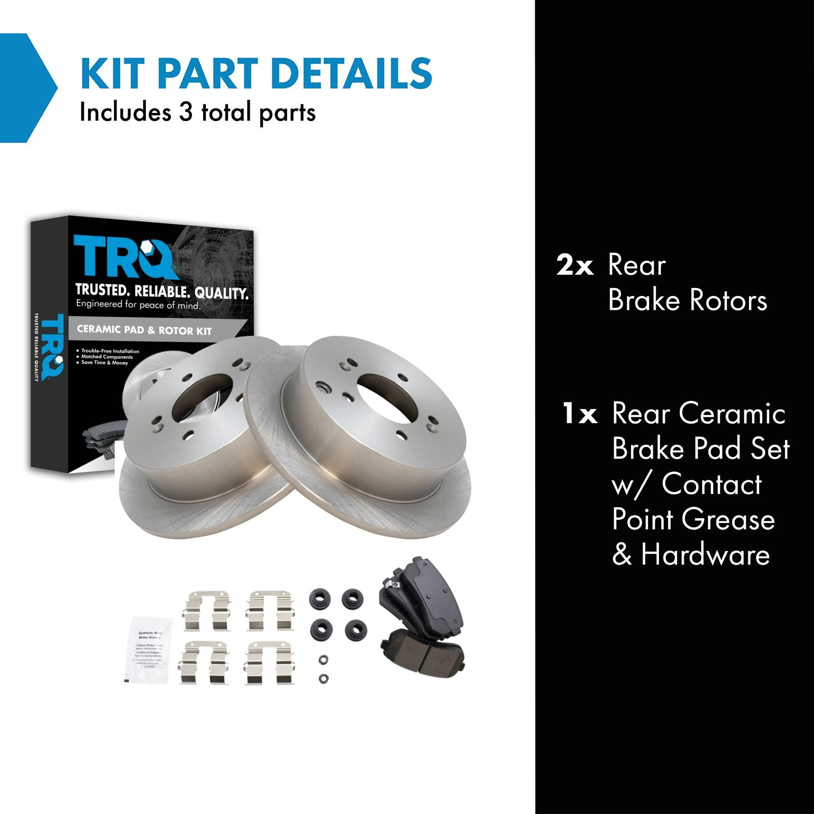 TRQ Rear Brake Pad & Rotor Kit Brake Pads Brake Rotor Ceramic Compatible with 2010-2015 Hyundai Tucson 2011-2016 Kia Sportage