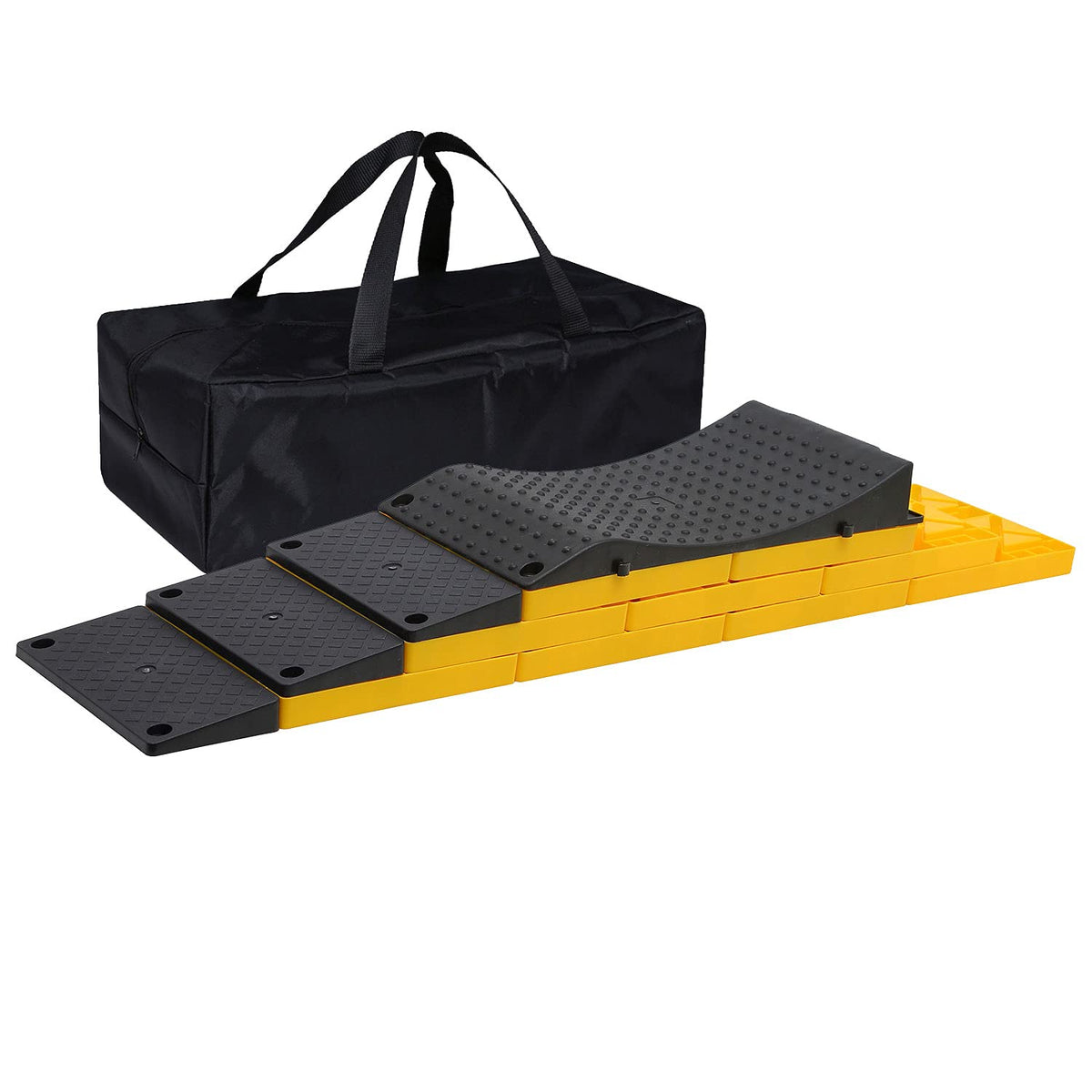 Homeon Wheels Rv Leveling Blocks, Heavy Duty 6 Packs Camper Leveling Blocks With 4 Blacks Leveling Pads Prevent (Yellow+Black+Ra