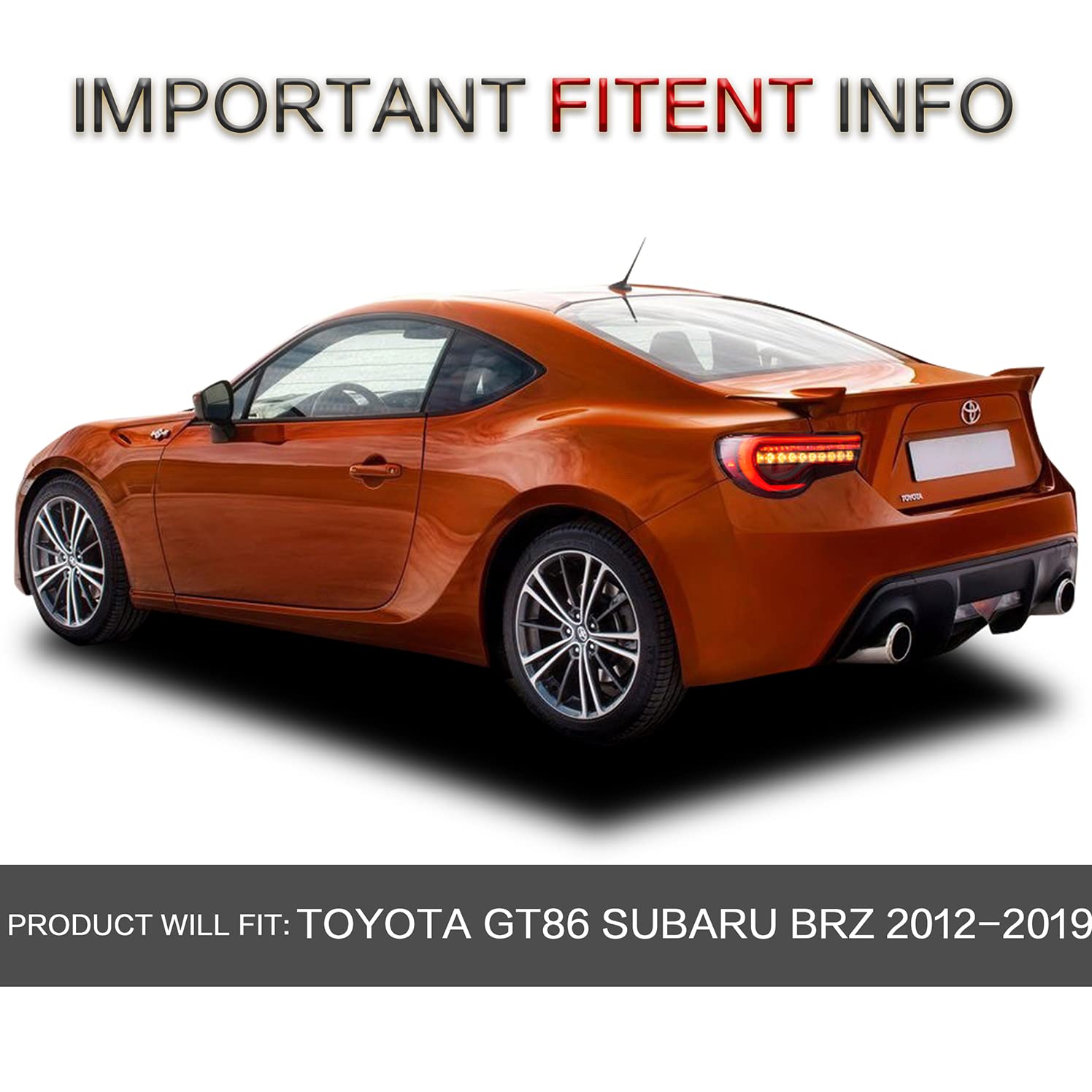 Vland Tail Lights Assembly Fit For Toyota 86 2012-2020, Subaru Brz 2013-2020, Scion Frs 2013-2016, Rear Lamps With Drl, Tinted B