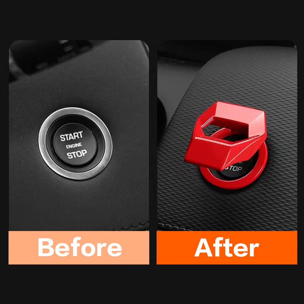 Vargtr Universal Engine Start/Stop Button Cover,Aluminum Alloy Car Power Control Trim,Push To Start Button Cover Key Protective