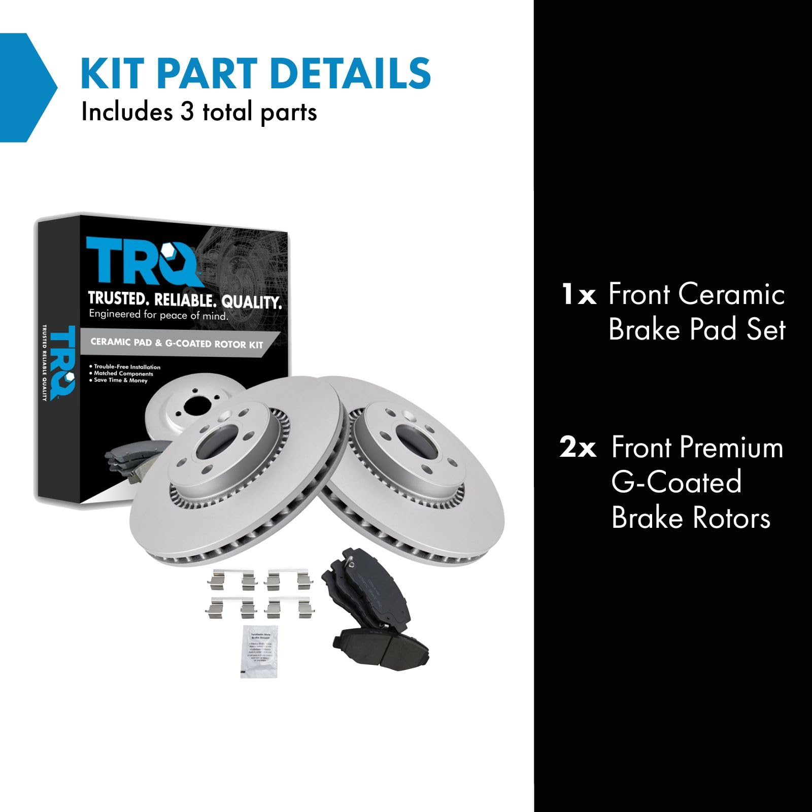 Trq Front Brake Pad & Rotor Kit Brake Pads Brake Rotor Ceramic Premium G-Coated Compatible With 2012-2015 Honda Cr-V