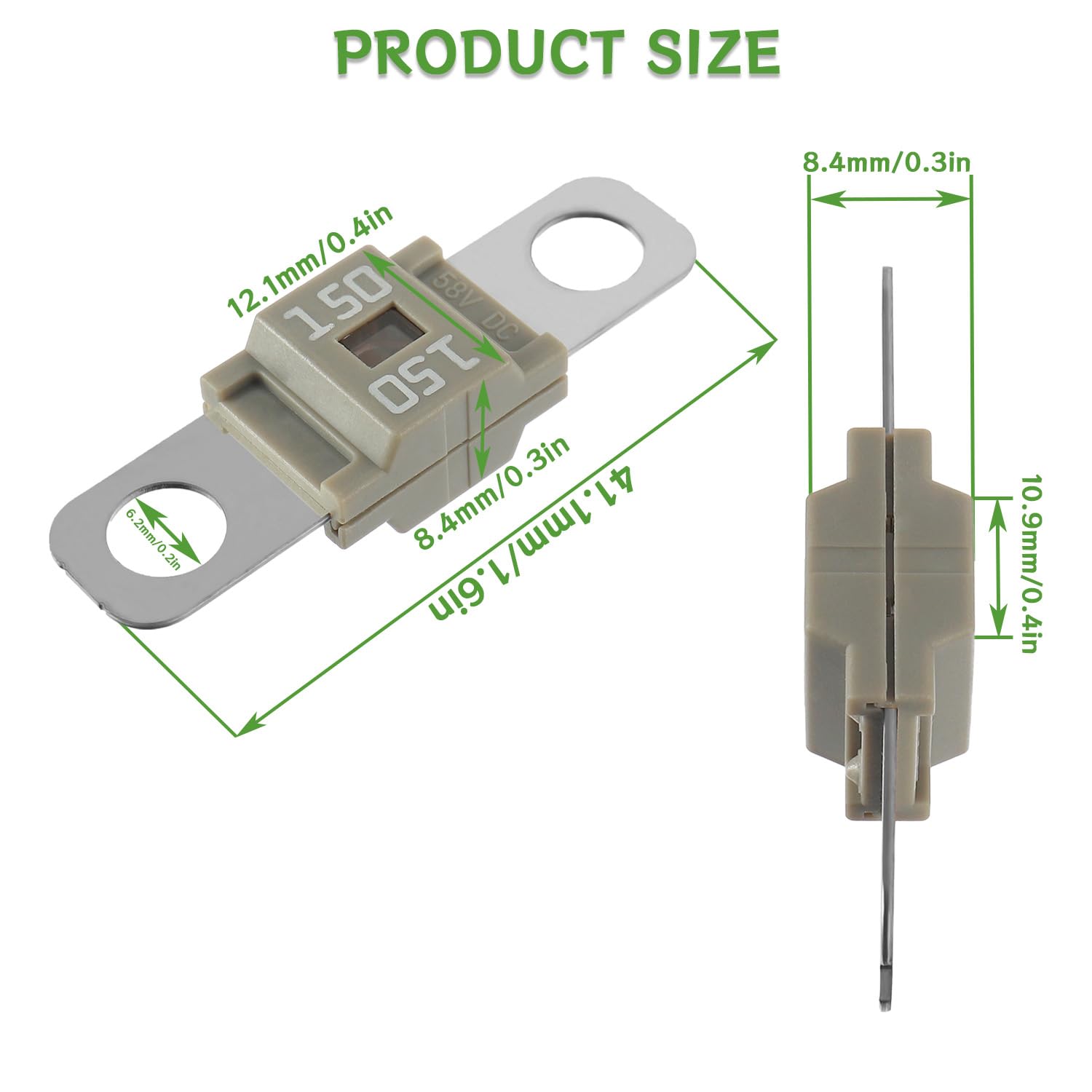BOJACK AMI/Midi Fuse 150A High Current Fuse Bolt-on Fuse 150 Amp for Cars, Trucks, Construction Vehicles, Buses, Caravans (Pack