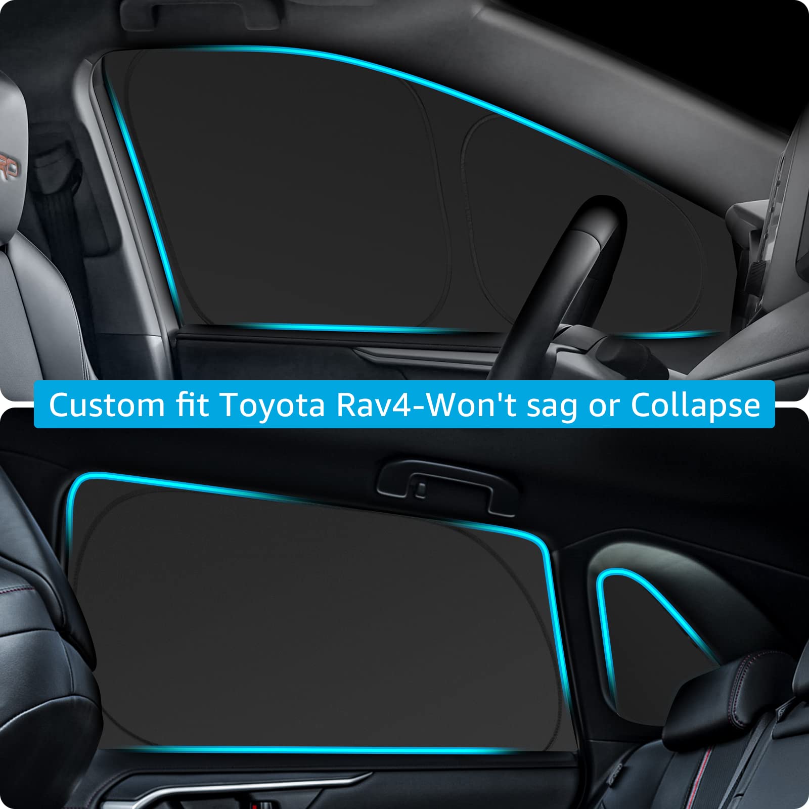 Proadsy 2025 Upgrade Window Shades For Rav4 2019-2024 2025 Side Windows Rear Windshield Triangular Window Sunshade For Baby/Camping Sun Uv Rays And Privacy Protection Set Of 7