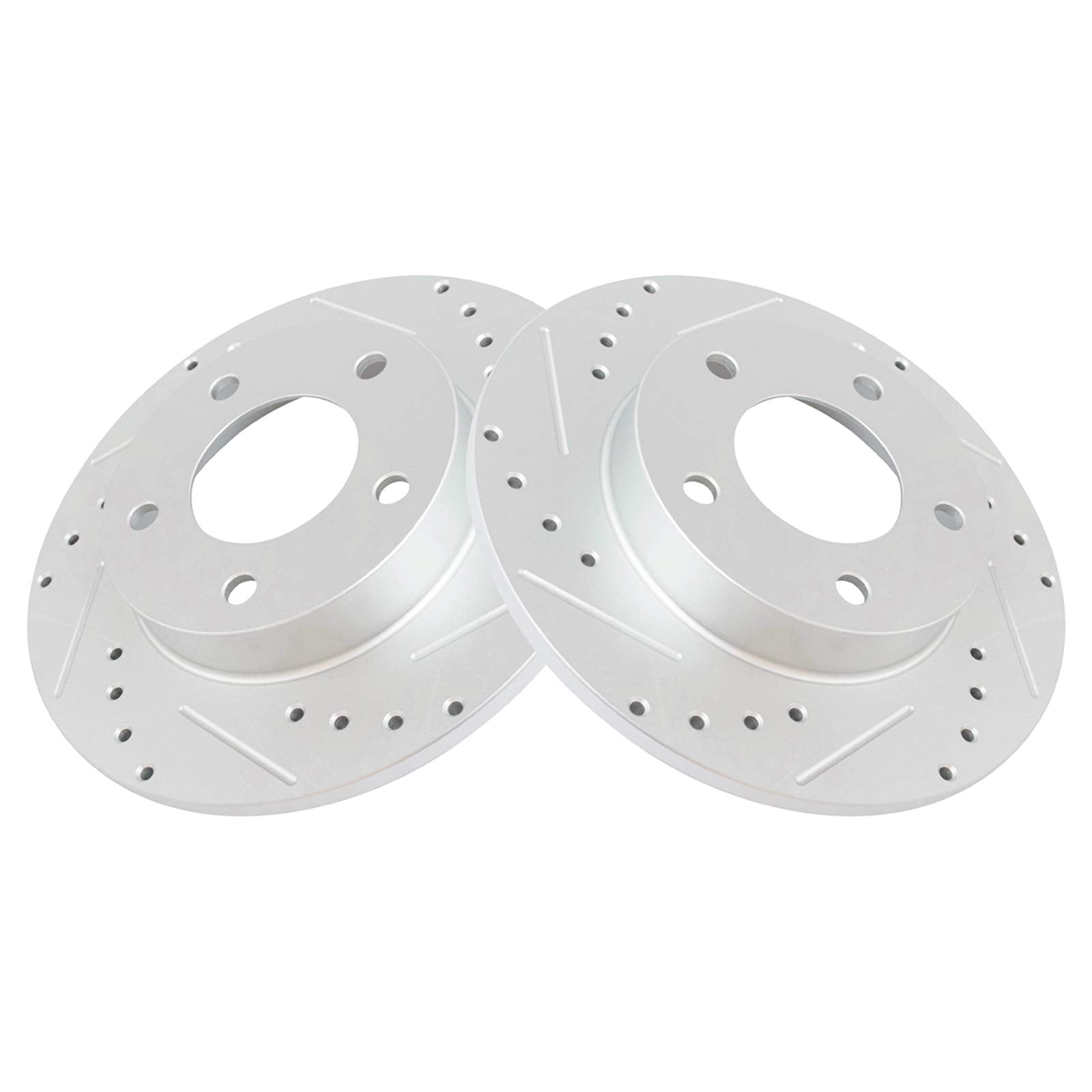 Trq Rear Performance Brake Rotors Set Premium G-Coated Cross Drilled & Slotted Compatible With 1993-1997 Ford Probe Mazda 626 Mx