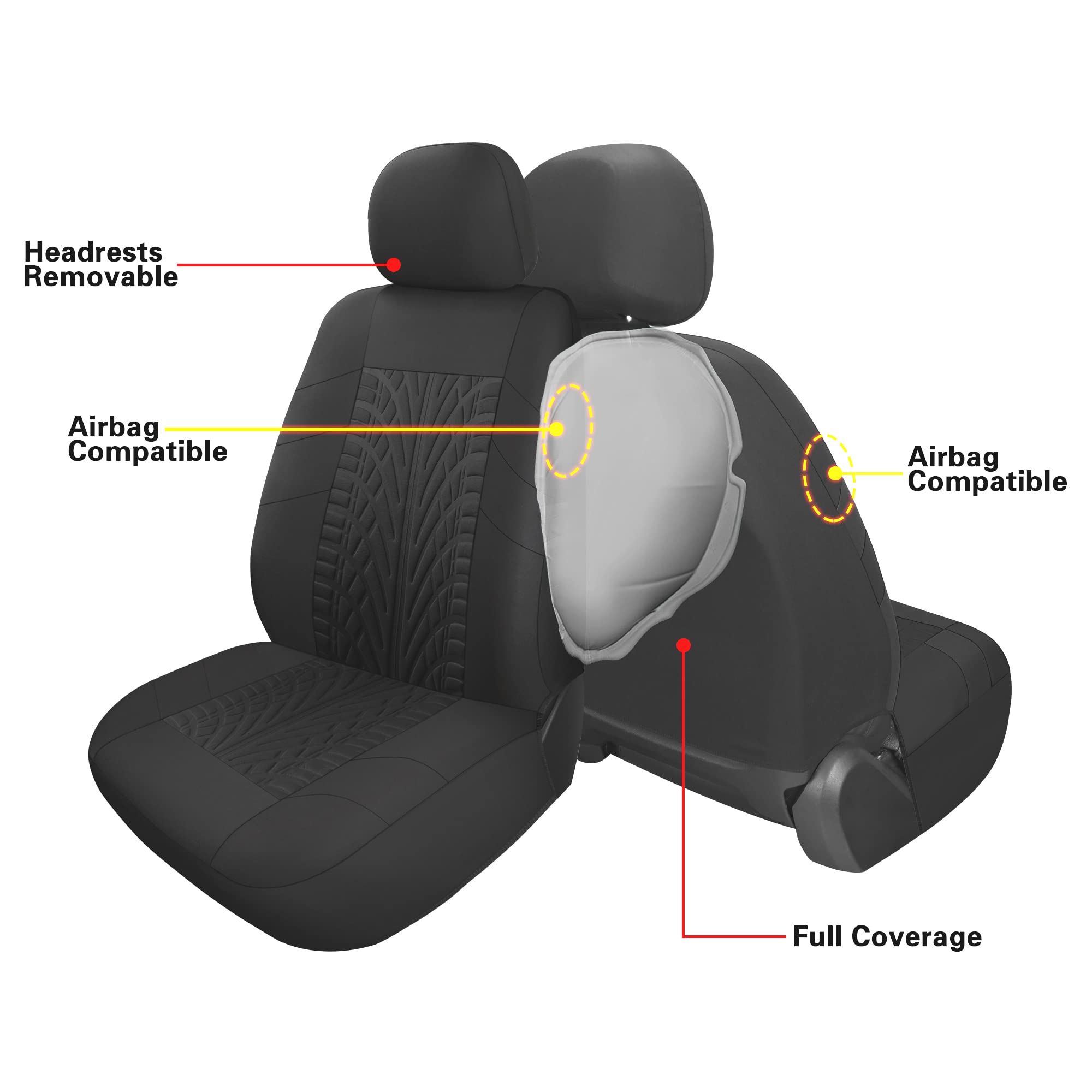 Pariitadin Car Seat Covers Full Set, Washable And Breathable Premium Cloth Automotive Vehicle Seat Cover For Car Interior, Universal Fit For Most Cars, Sedan, Truck, Suv(Black)