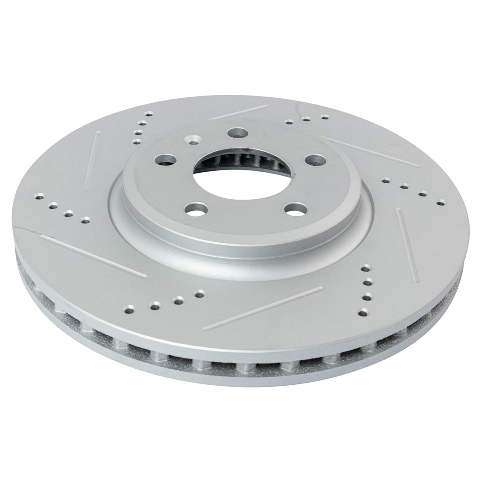 Trq Front Performance Brake Rotors Set Premium G-Coated Cross Drilled & Slotted Compatible With 2009-2011 Audi A4 A4 Quattro 201