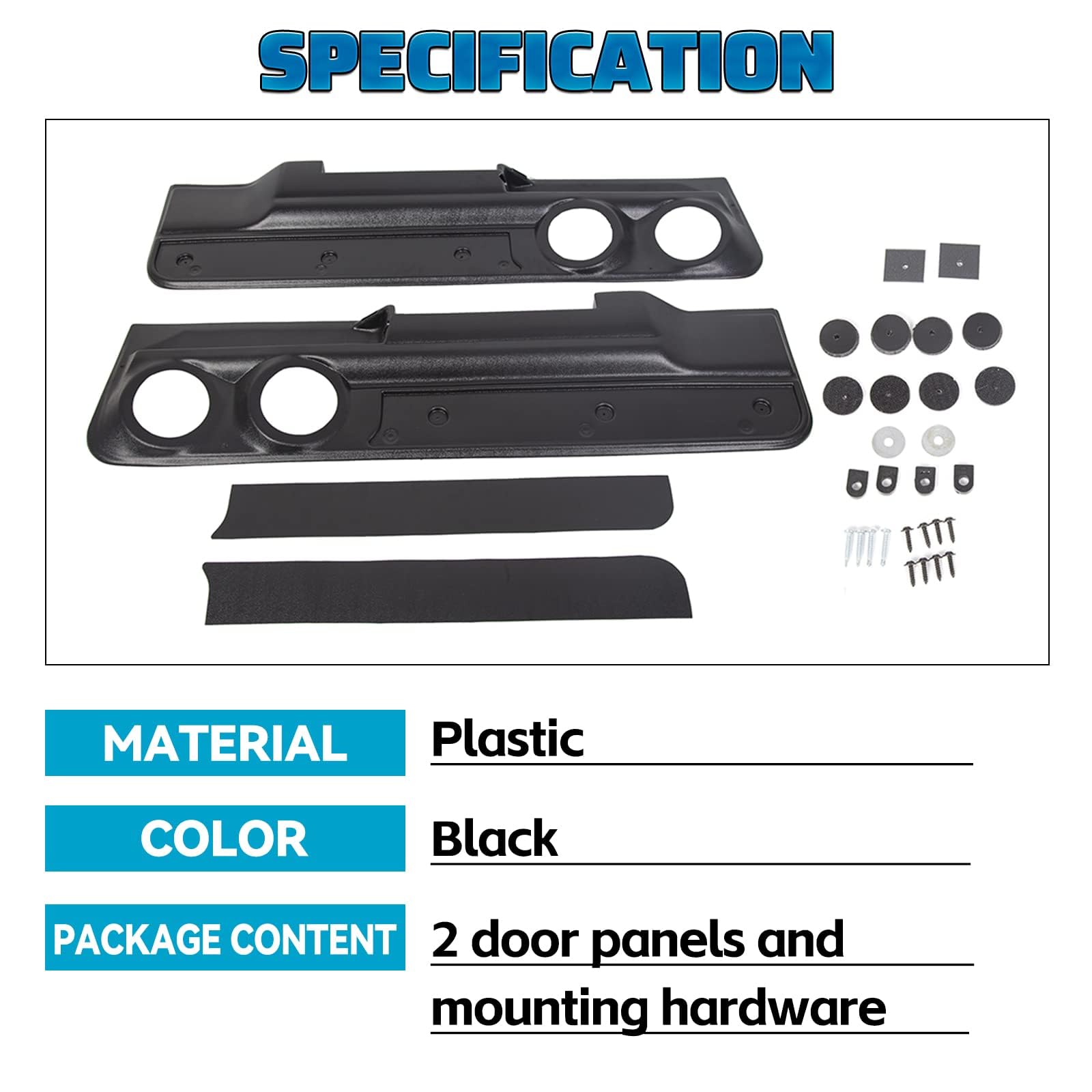 Kuafu Lower Door Panel Set 2-Speaker Door Panel Compatible With 1978-1988 Monte Carlo Malibu (2Dr) & El Camino Cutlass Regal