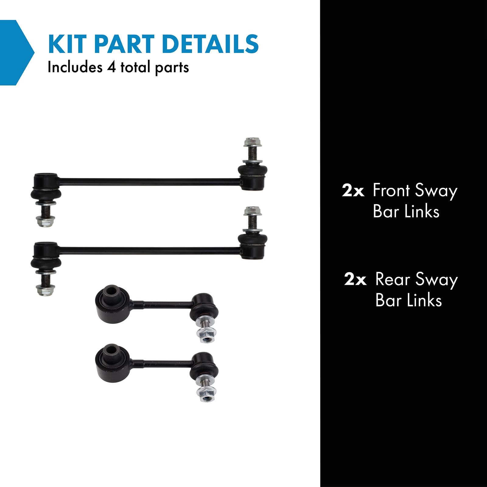 Trq Front & Rear Sway Bar Stabilizer Link Set Compatible With 2020-2022 Toyota Highlander