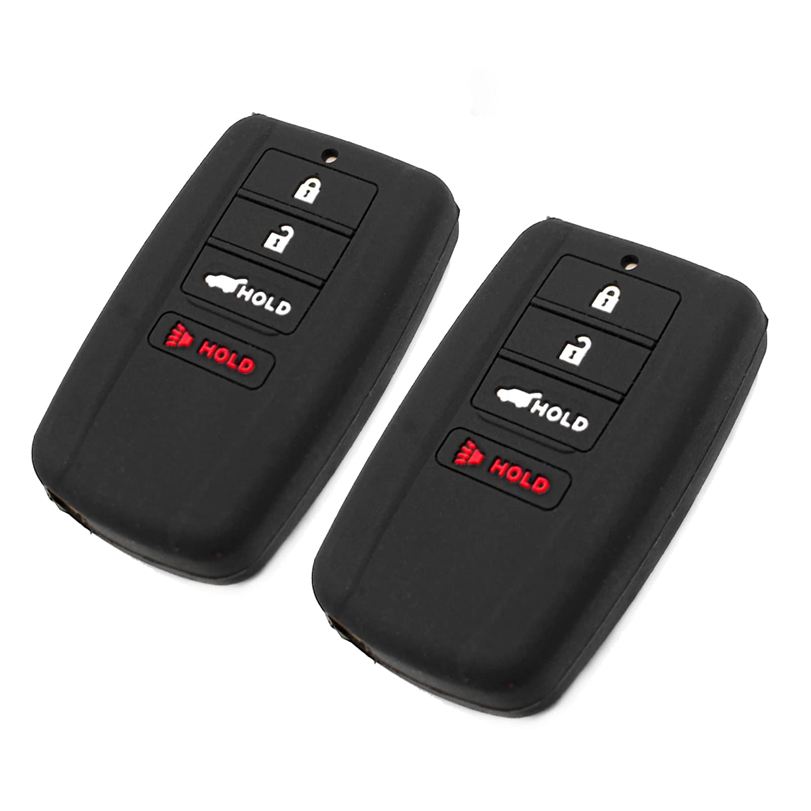 Eyanbis Silicone Key Fob Cover Fit For Acura Ilx Mdx Rdx Rlx Tlx Nsx Smart 4 Buttons | Car Accessories | Remote Key Protection Case - Black & Black
