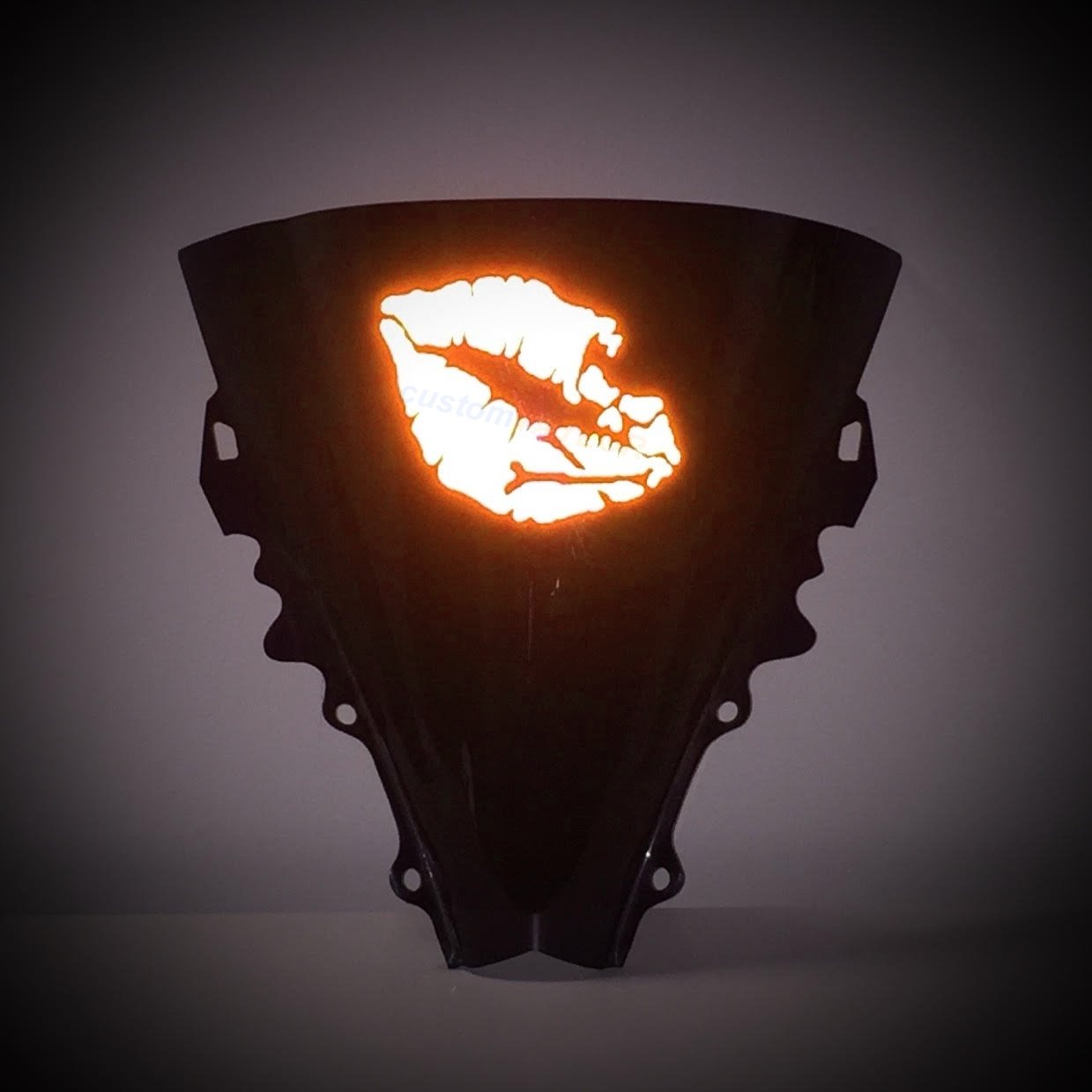 Customtaylor33 High Intensity Reflective Vinyl Death Kiss Skull Crossbones Lips Decal Bumper Sticker - Cars, Motorcycles, Helmets, Wind Screens, Laptops, Cellphones, (Orange, 12 Inch Wide)