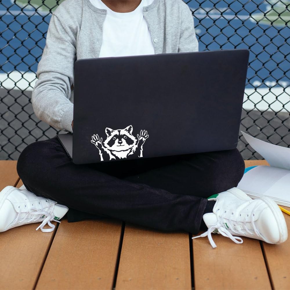 Wirester 6 Inch Clear Vinyl Decal Sticker Decoration For Car Window (Or Any Flat Surface) - Raccoon Hands Out