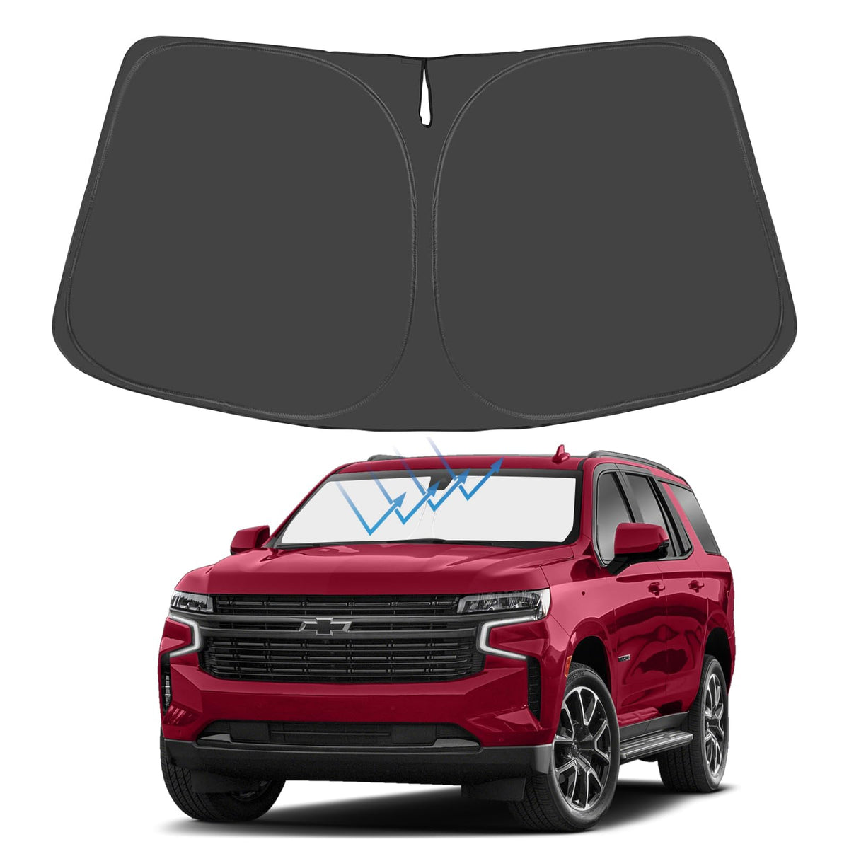 Proadsy 2025 Upgrade Windshield Sunshade Custom Fit 2025 2024 2023 2022 2021 Chevrolet Tahoe Z71, Premier, High Country, Rst, Lt