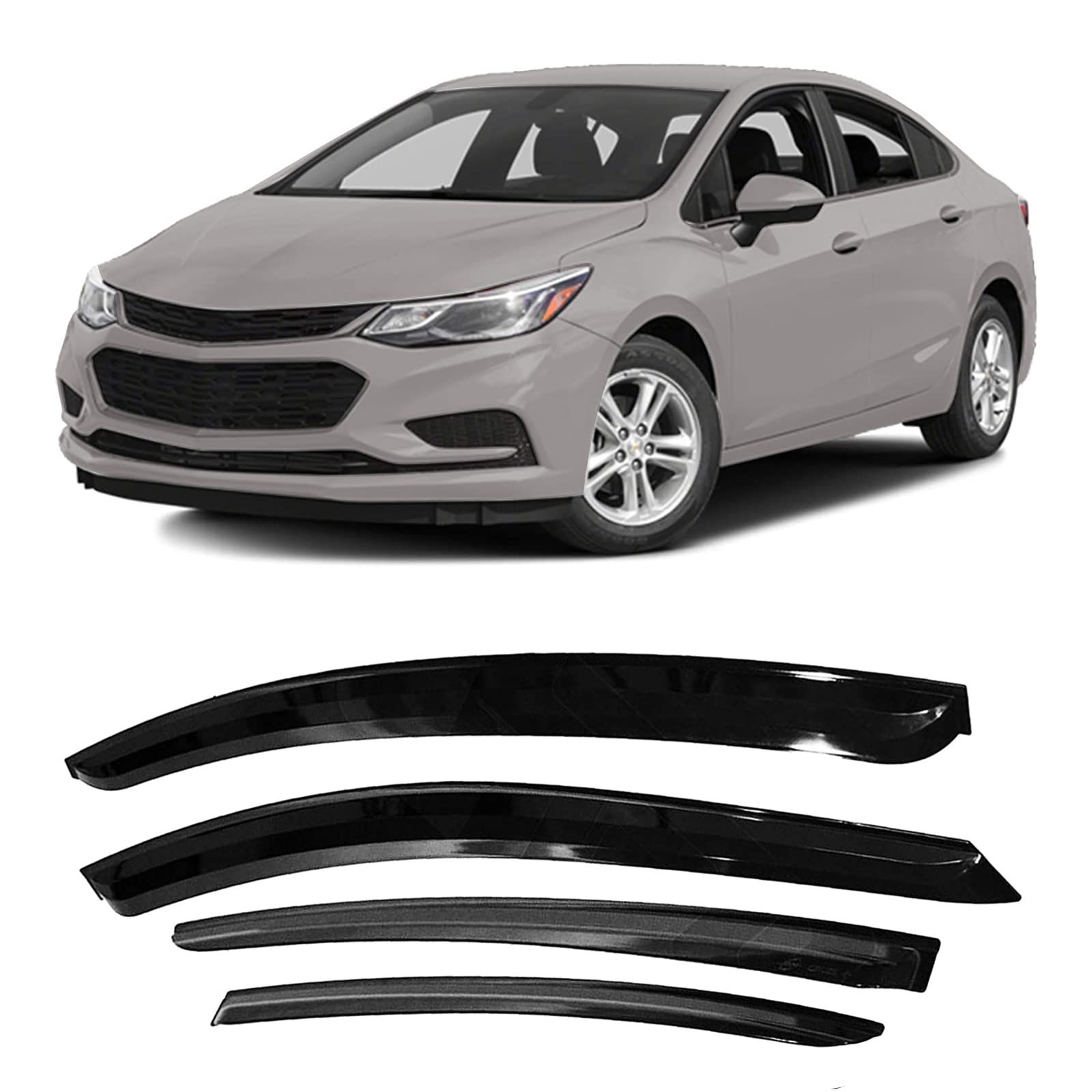 Zzdsnj Tape-On Rain Guard 4-Piece For 2014-2019 Toyota Corolla Windows Visor Shield Shade Smoke 94989