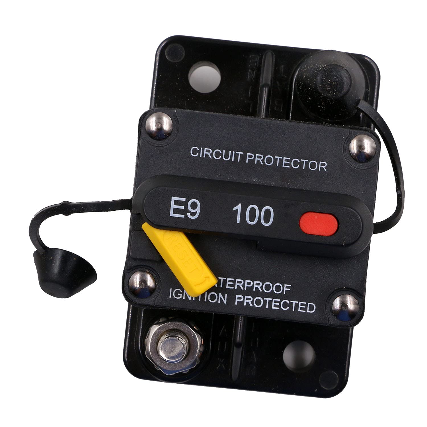 T Tocas 100 Amp Circuit Breaker Resettable with Recessed Switch Design for RV Car Audio Marine 12V-48V DC 100A IP67