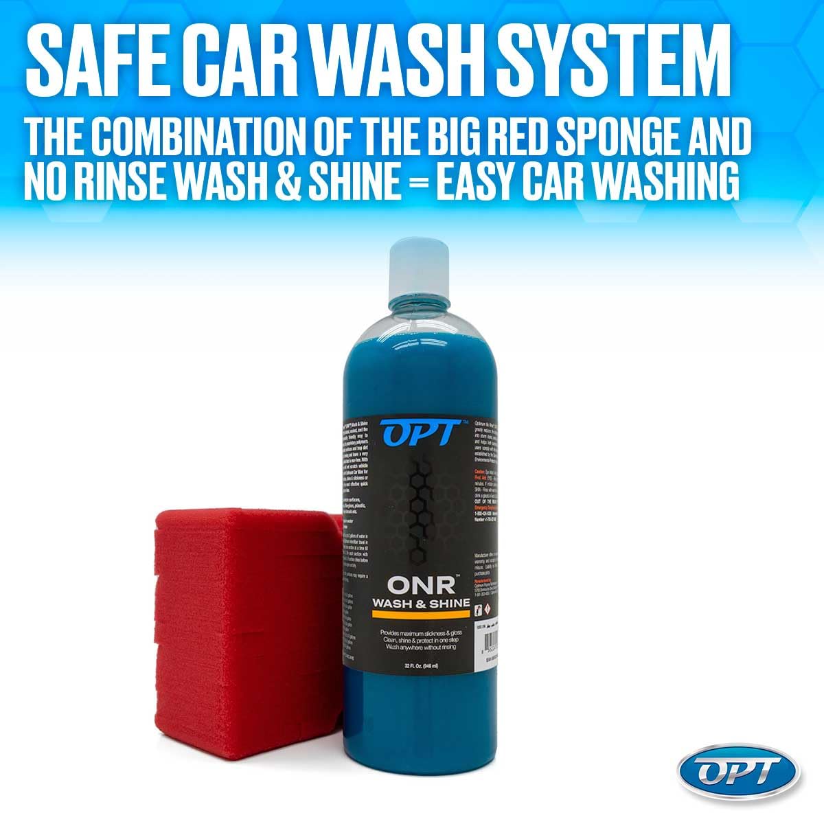 Optimum Onr, Microfiber Car Drying Towel, And Brs - Big Red Sponge Car Cleaning Kit, 32 Oz. No Rinse, Car Drying Towel, And Car Wash Sponge For Detailing Cars, Trucks, Motorcycles, And More