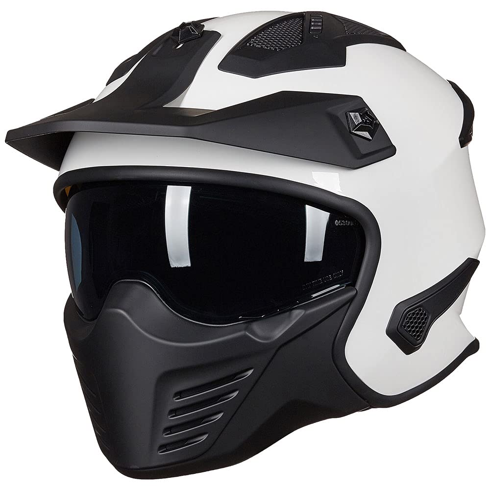 Ilm Open Face Motorcycle 3/4 Half Helmet For Dirt Bike Moped Atv Utv Motocross Cruiser Scooter Dot Model 726X(White,2Xl)