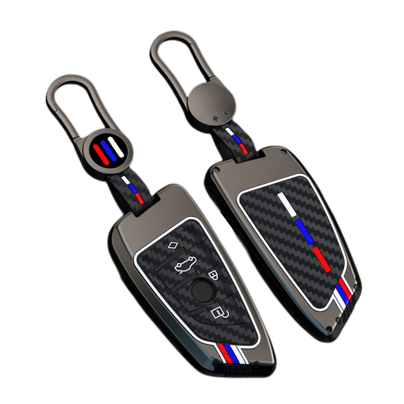 Bradegeve Carbon Fiber Key Fob Cover Case Metal Shell Cover Compatible for BMW 5 6 7 Series X1 X2 X3 X5 X6 X7 (Gunmetal