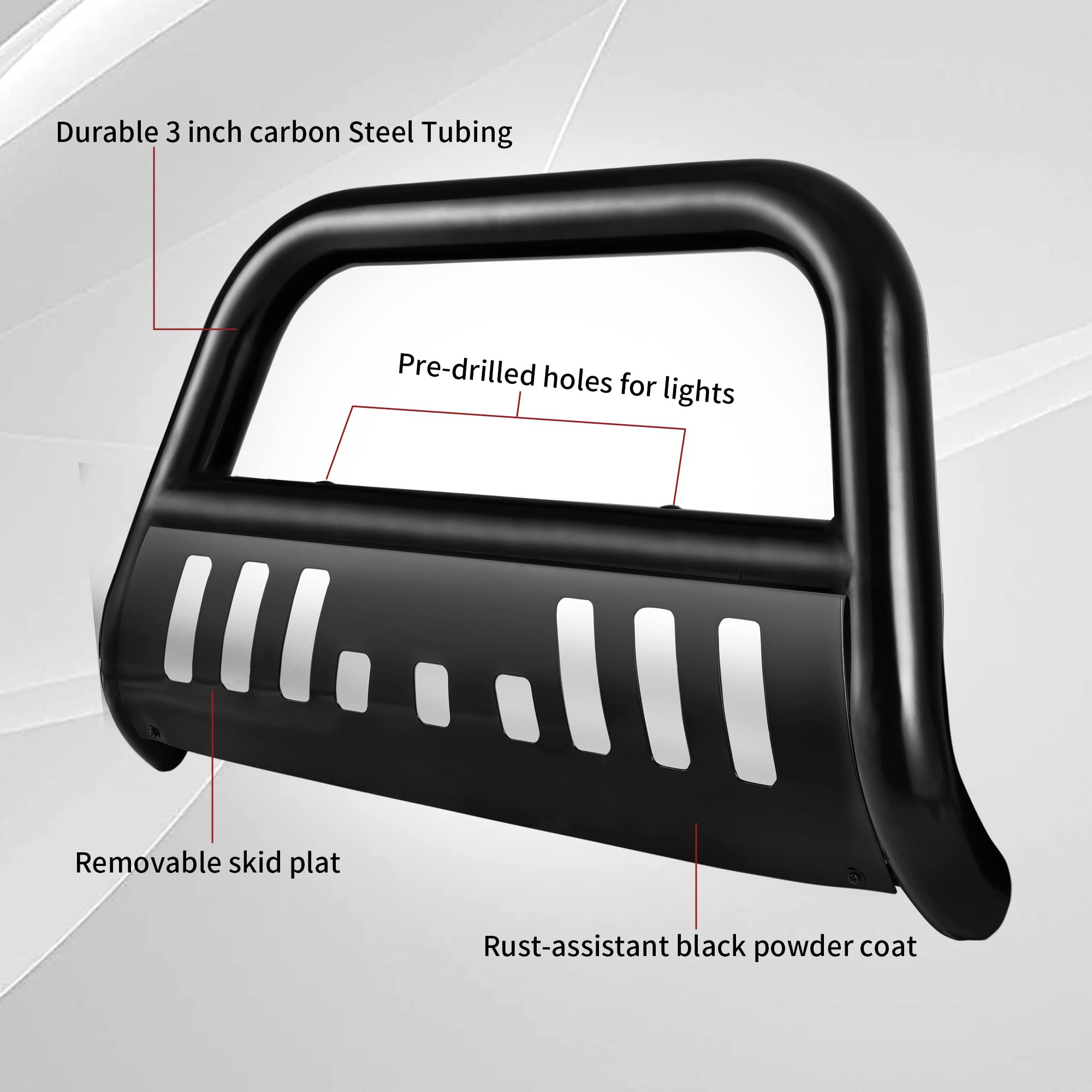 AUTOSAVER88 Bull Bar Compatible for 07-18 Chevy Silverado 1500/ GMC Sierra 1500/19 Chevy Silverado LD /07-20 Chevy Suburban/GMC