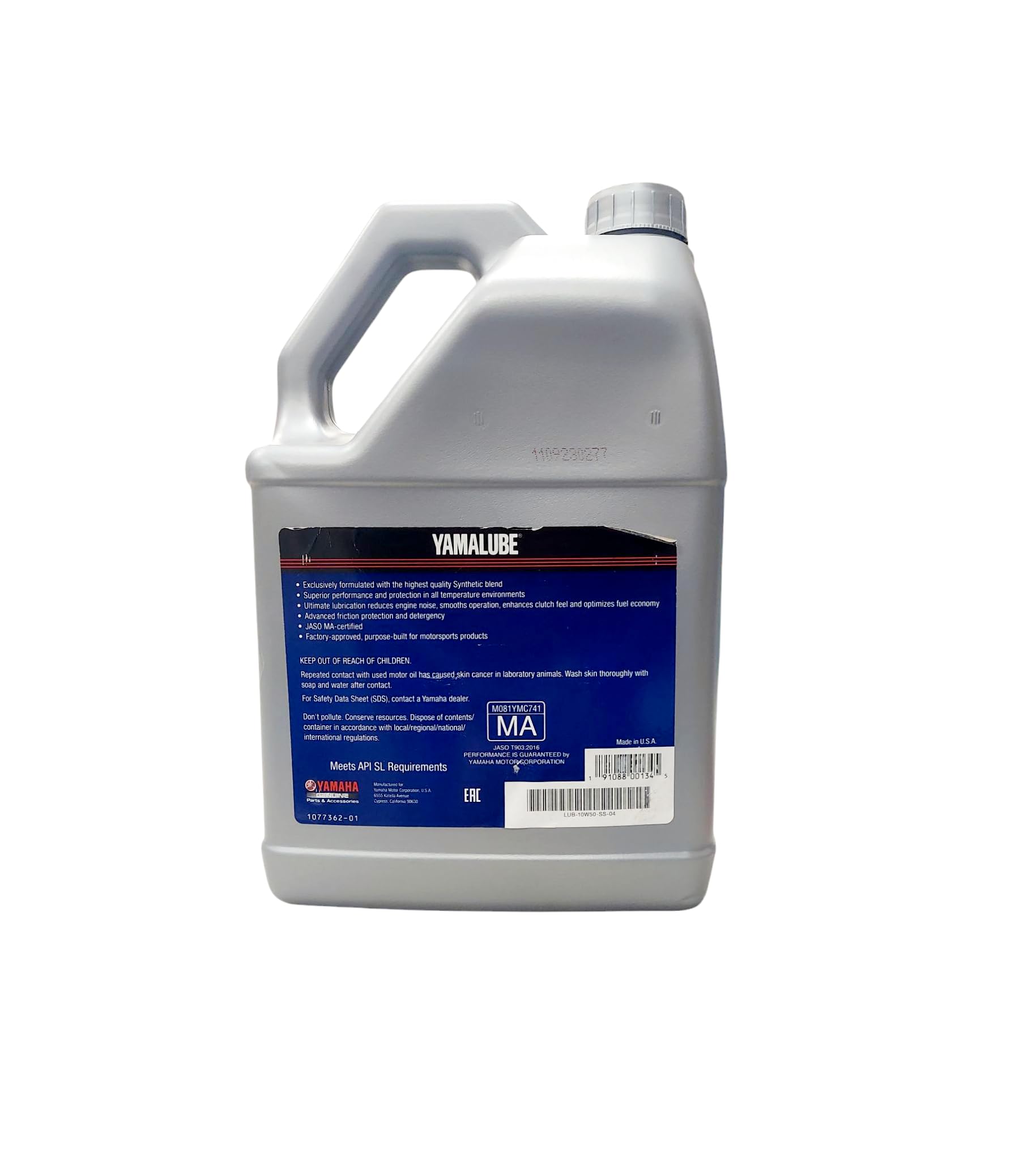 YAMAHA Original OEM Yamalube LUB-10W50-SS-XX Semi Synthetic Sport Performance 4-Stroke Engine Oil Yamalube OEM - 1 Gallon