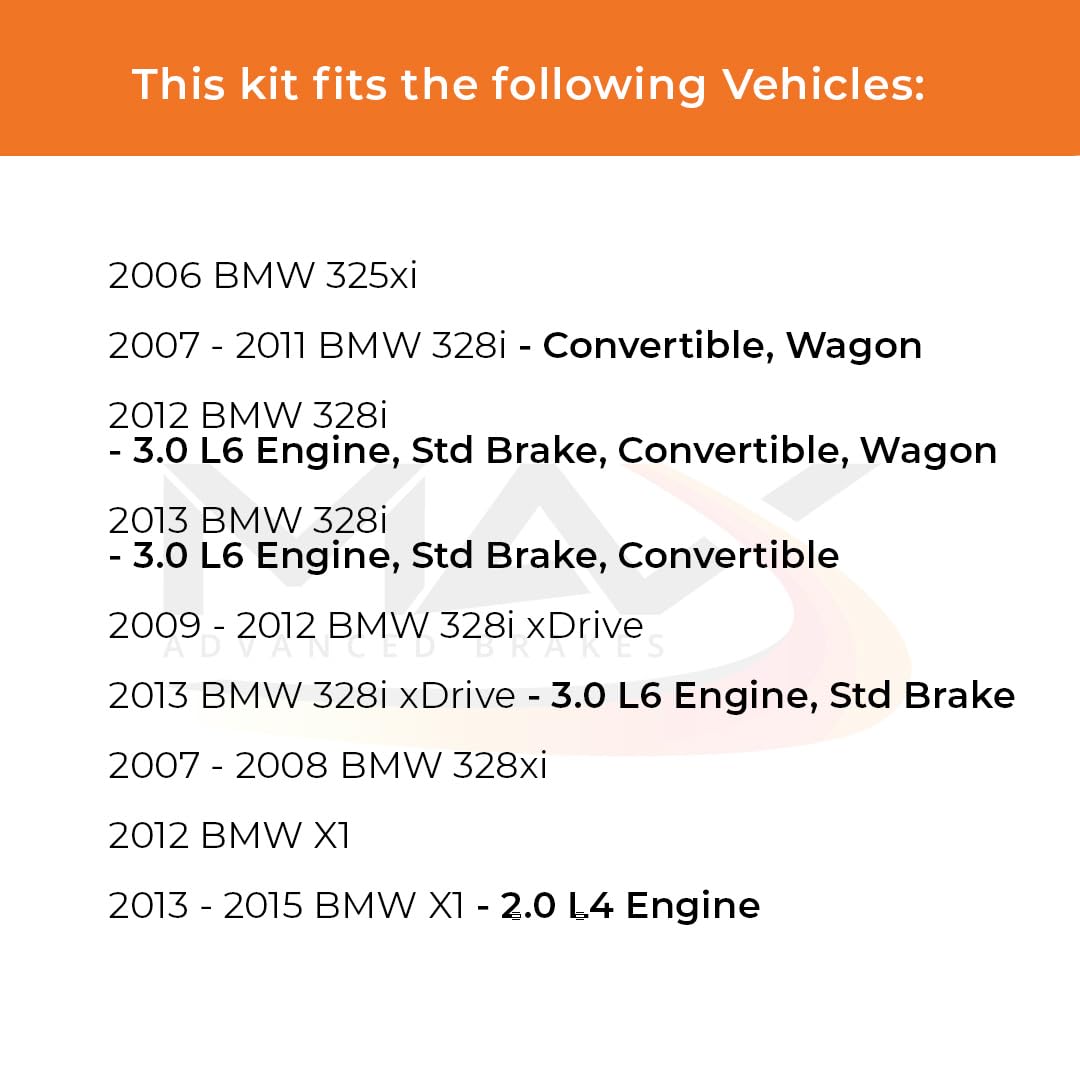 Max Advanced Brakes Rear Brake Kit Compatible With 2006 2007 2008 2009 2010 2011 2012 Bmw 325Xi 328I Xdrive X1 Replacement Geome