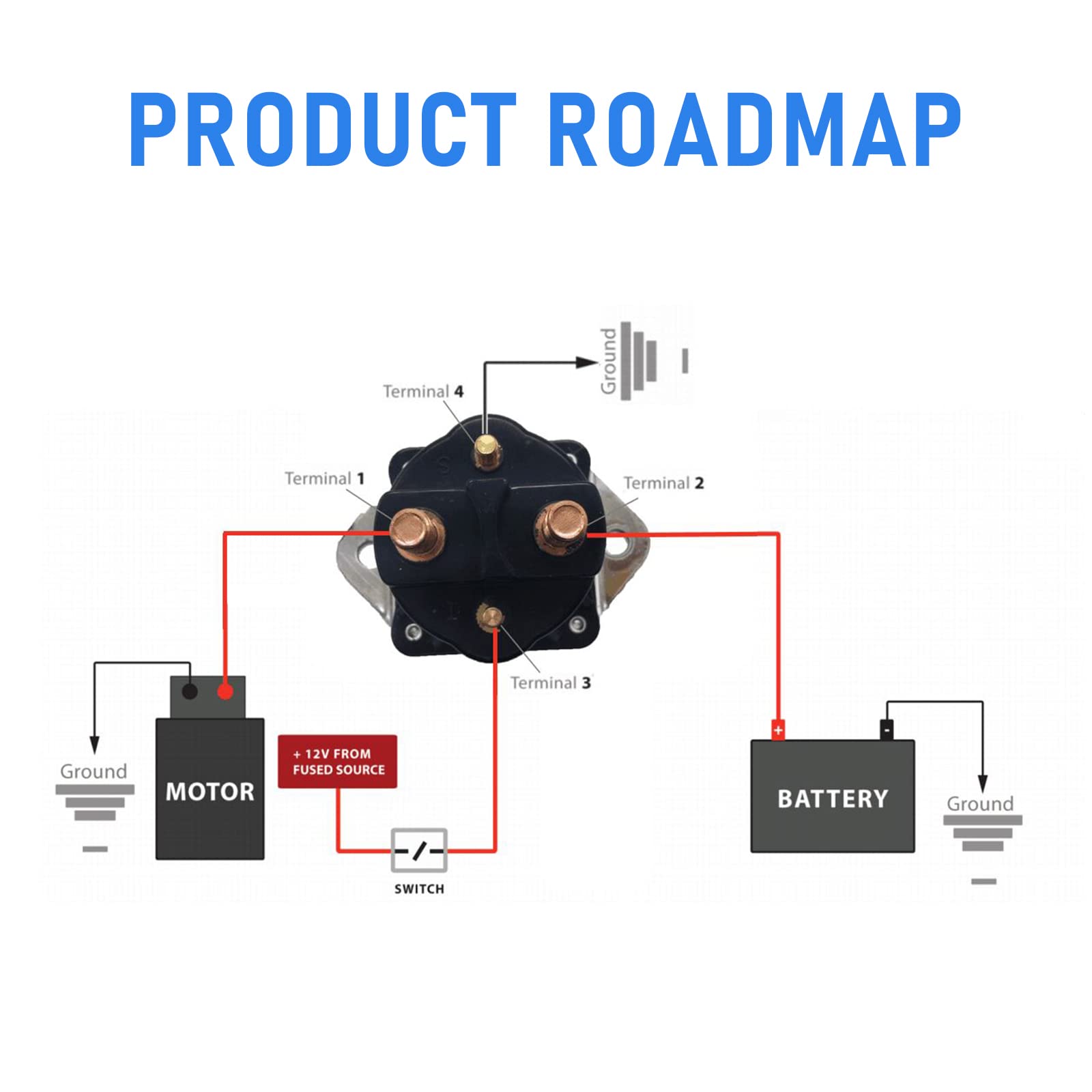 Busidn 36V Electric Golf Cart Solenoid Repalcement For Club Car Ds 1976-1998 4 Terminal Solenoid Club Car Solenoid