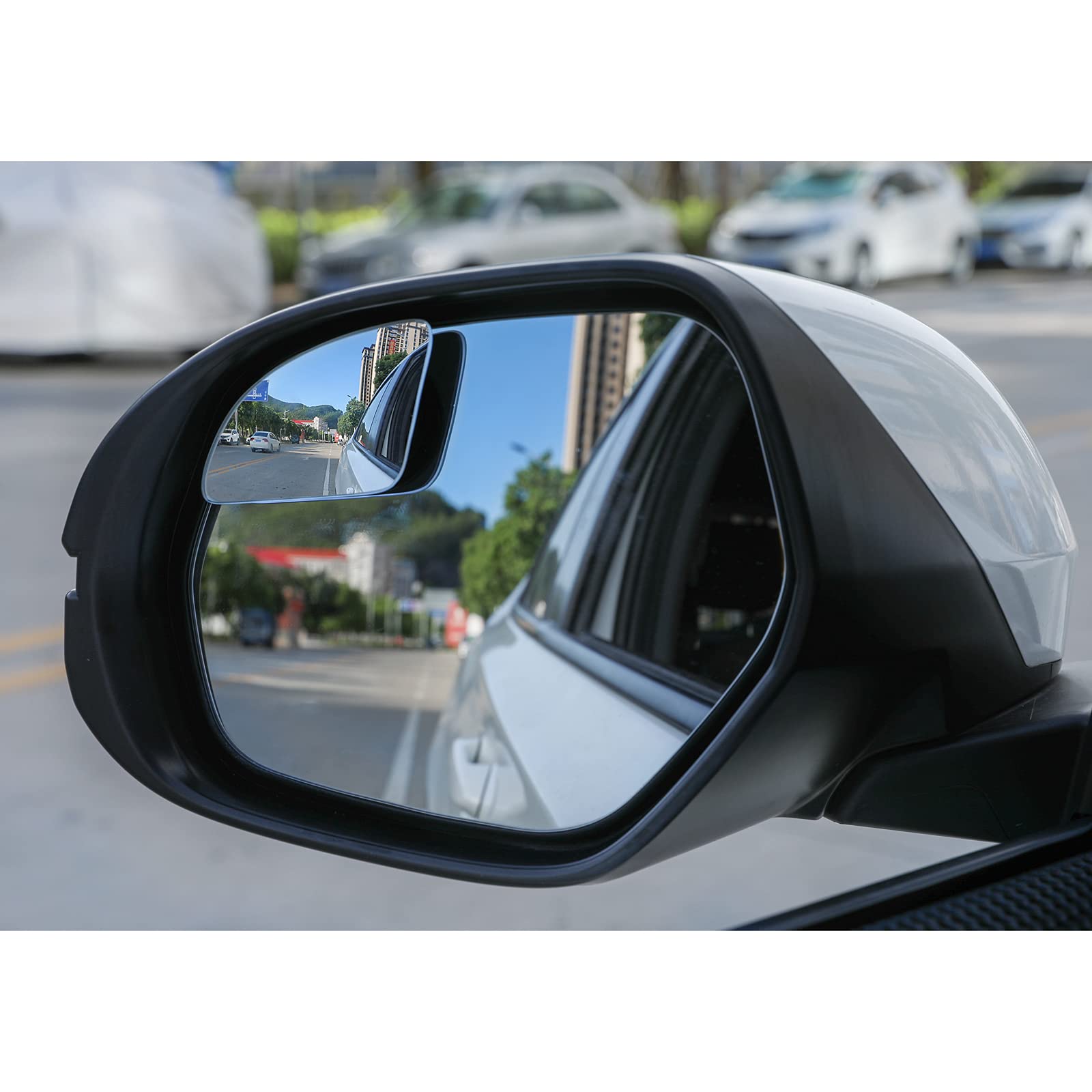 Livtee Blind Spot Car Mirror,Asymmetric Fan Shaped Hd Glass Frameless Convex Rear View Mirror With Wide Angle Adjustable Stick For Cars Suv And Trucks, Pack Of 2