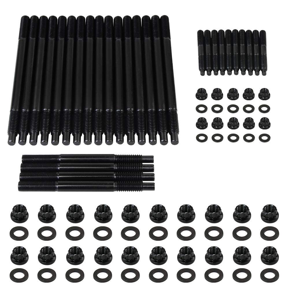 Pqy 12-Point Cylinder Gasket Head Stud Bolts Nuts Kit Compatible With 97-03 Chevy Ls1 Lq9 Ls6 4.8L 5.3L 5.7L 6.0L Engines