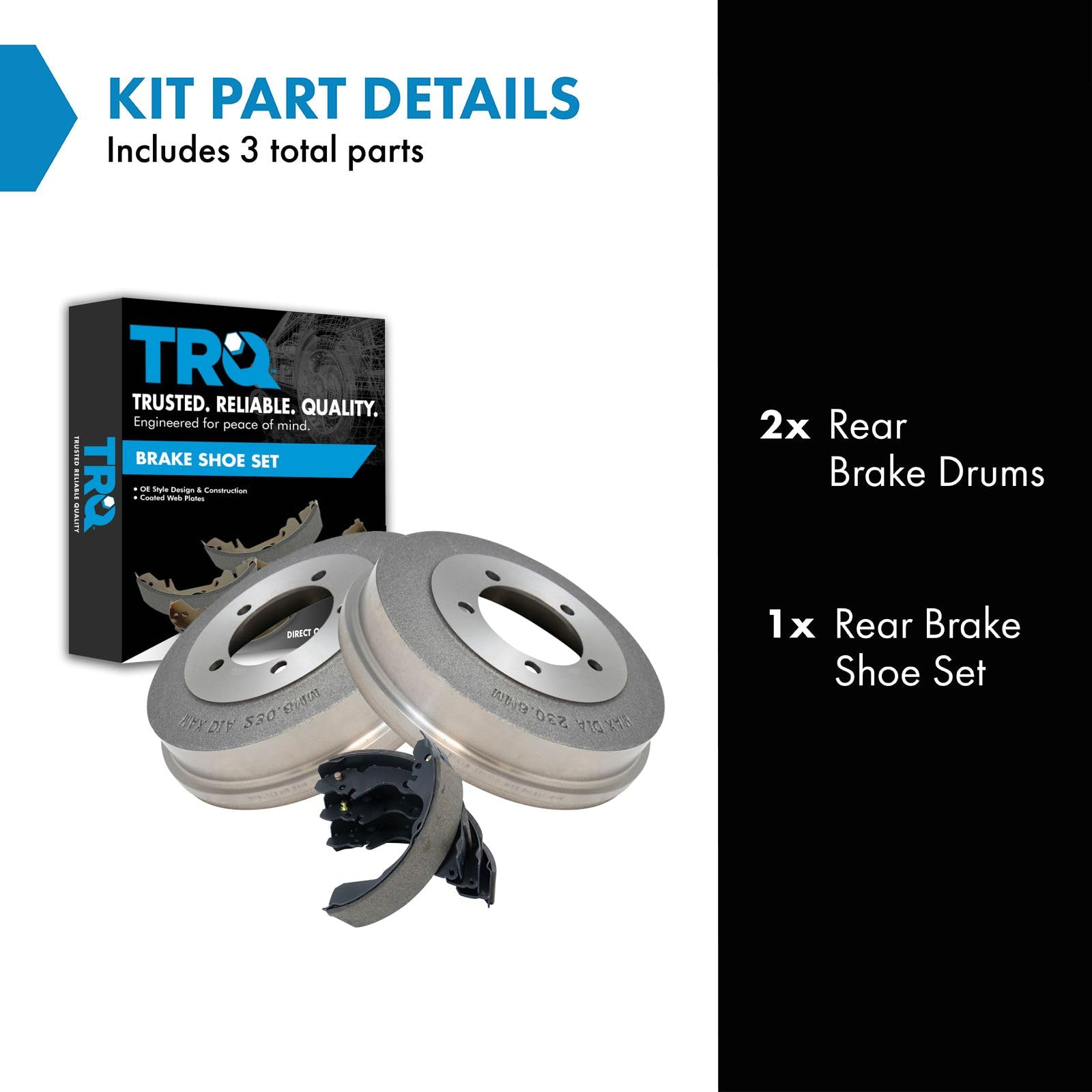 TRQ Rear Brake Drum & Shoe Kit Compatible with Dodge Chrysler Eagle Mitsubishi