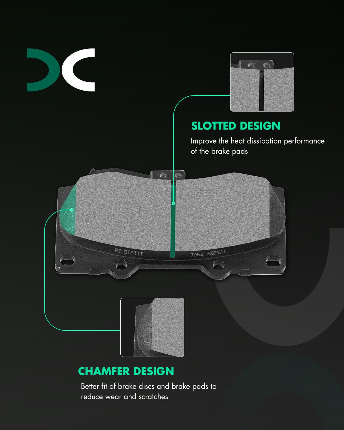 Scitoo D1119 Front Semi-Metal Brake Pads Sets Fit For Hummer H3 2006 2007 2008 2009 2010,For Hummer H3T 2009 2010