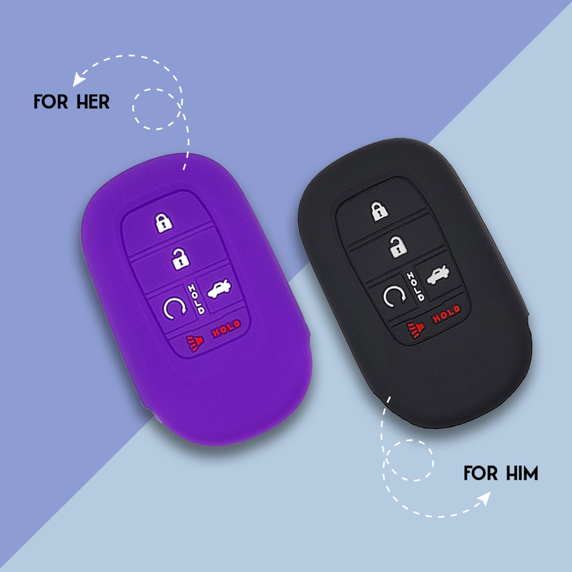 Autobase Silicone Key Fob Cover For 2022 2023 2024 2025 2026 Honda Civic Accord Hr-V Cr-V Sport Si Ex Ex-L Touring | Car Accesso