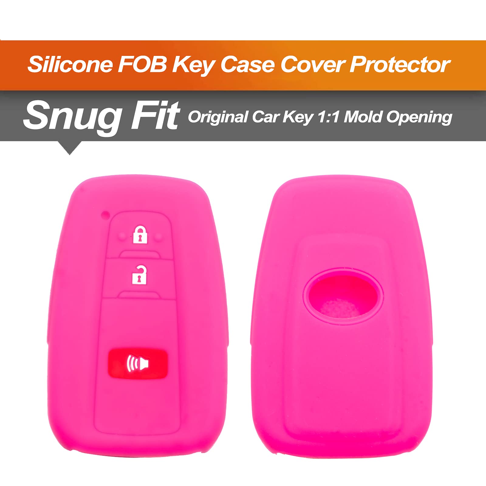 Eyanbis Silicone Key Fob Cover Fit For Toyota 4Runner, C-Hr, Corolla, Rav4, Highlander, Prius Prime C V Awd-E Smart 3 Buttons |