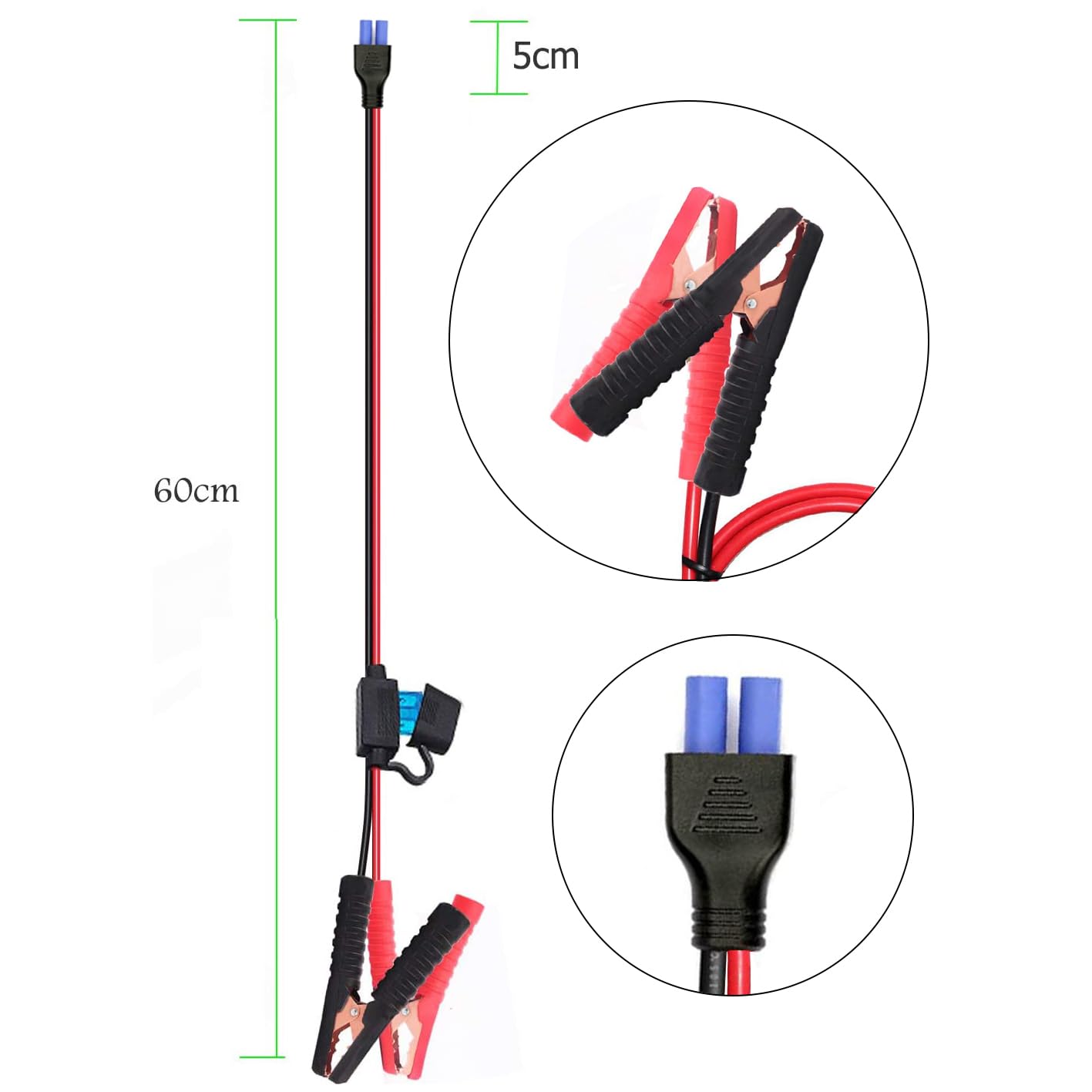 Yetor Battery Alligator Clips,10Awg Female Ec5 Jump Starter Cable With Battery Clamps,Alligator Clip Clamp To Ec5 Connector Exte