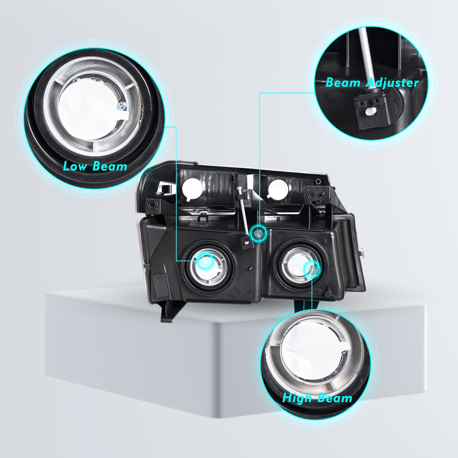 TUSDAR Headlight Assembly Set for 2004-2012 Chevy Colorado, GMC Canyon & 2006-2008 Isuzu I-Series, Chrome Housing, w/o Bulbs