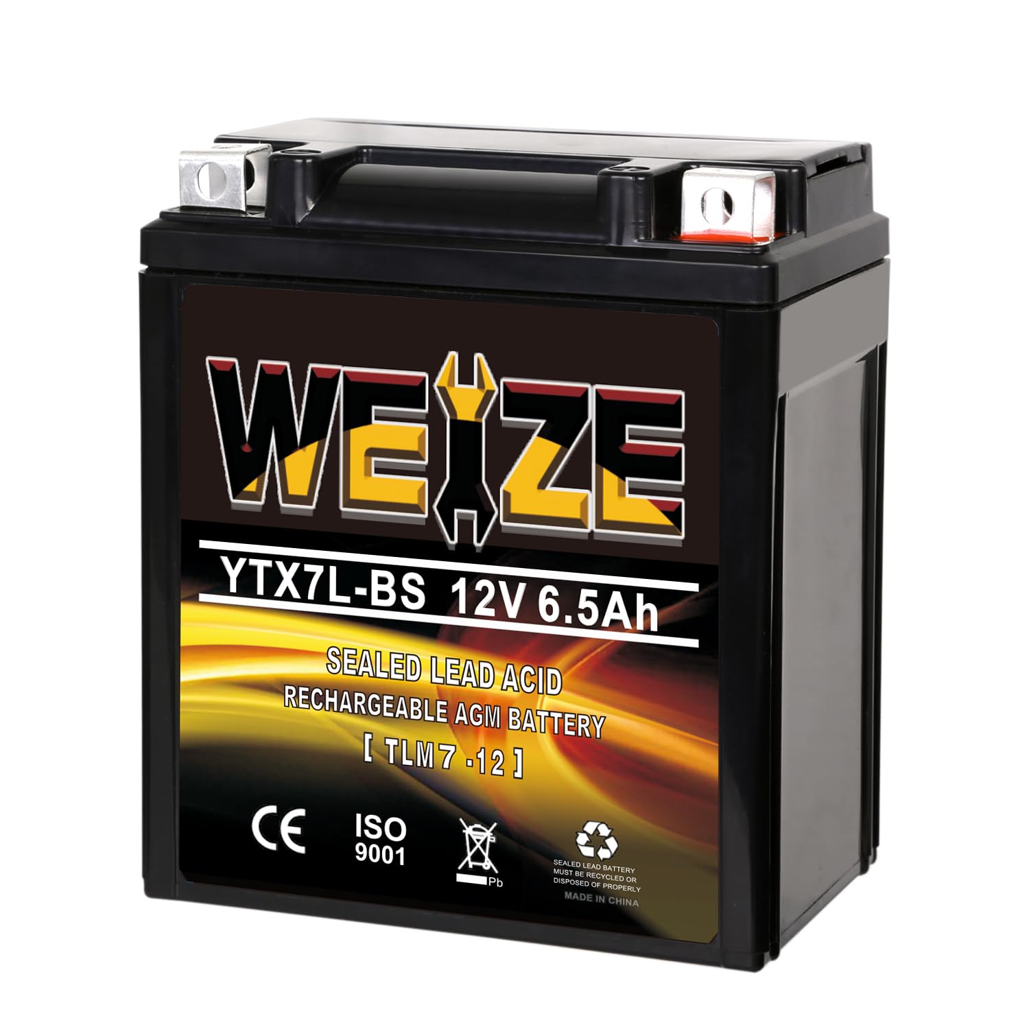 Weize Ytx7L Bs 100Cca Atv Battery High Performance - Maintenance Free - Sealed Agm Ytx7L-Bs Motorcycle Battery Compatible With H