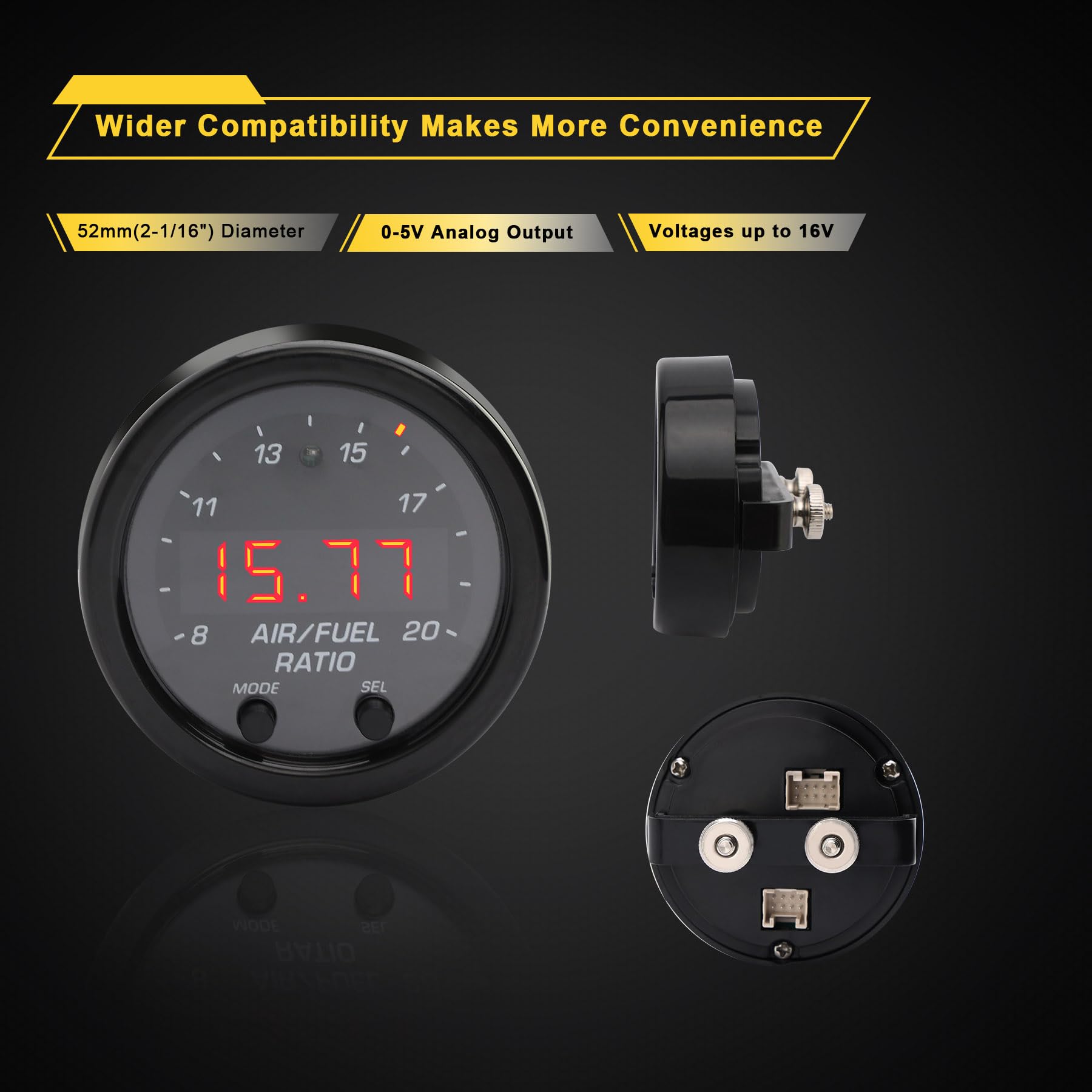 30-0300 Wideband UGEO Air Fuel Ratio Gauge 52mm(2-1/16), AFR/Lambda Controller Kit with LSU 4.9 Sensor