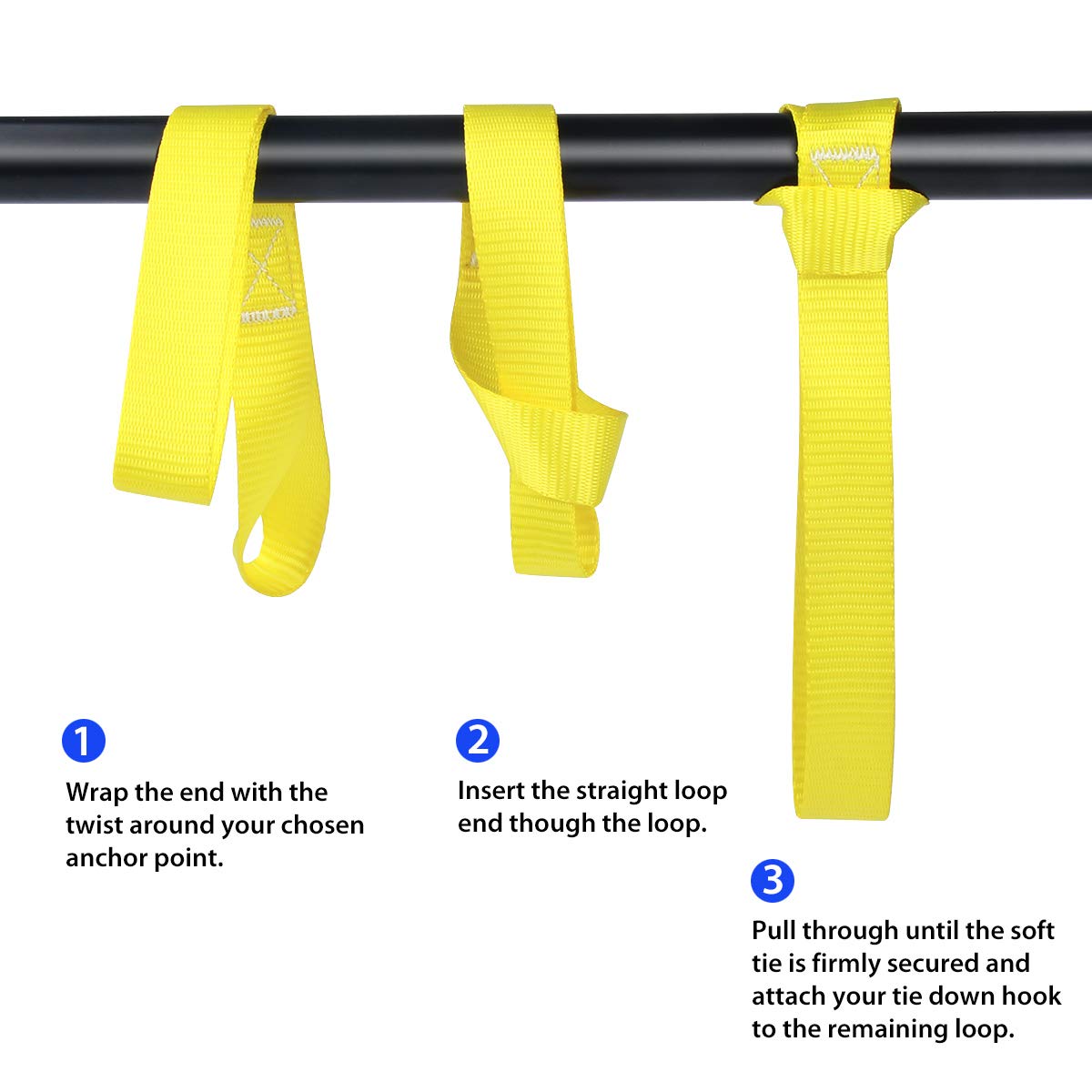 Jchl Soft Loop Tie Down Straps 1800Lbs Load Capacity, Tie Down Loops For Securing Atv Utv Motorcycles Scooters Dirt Bikes Lawn Garden Equipment Yellow (8 Pack)