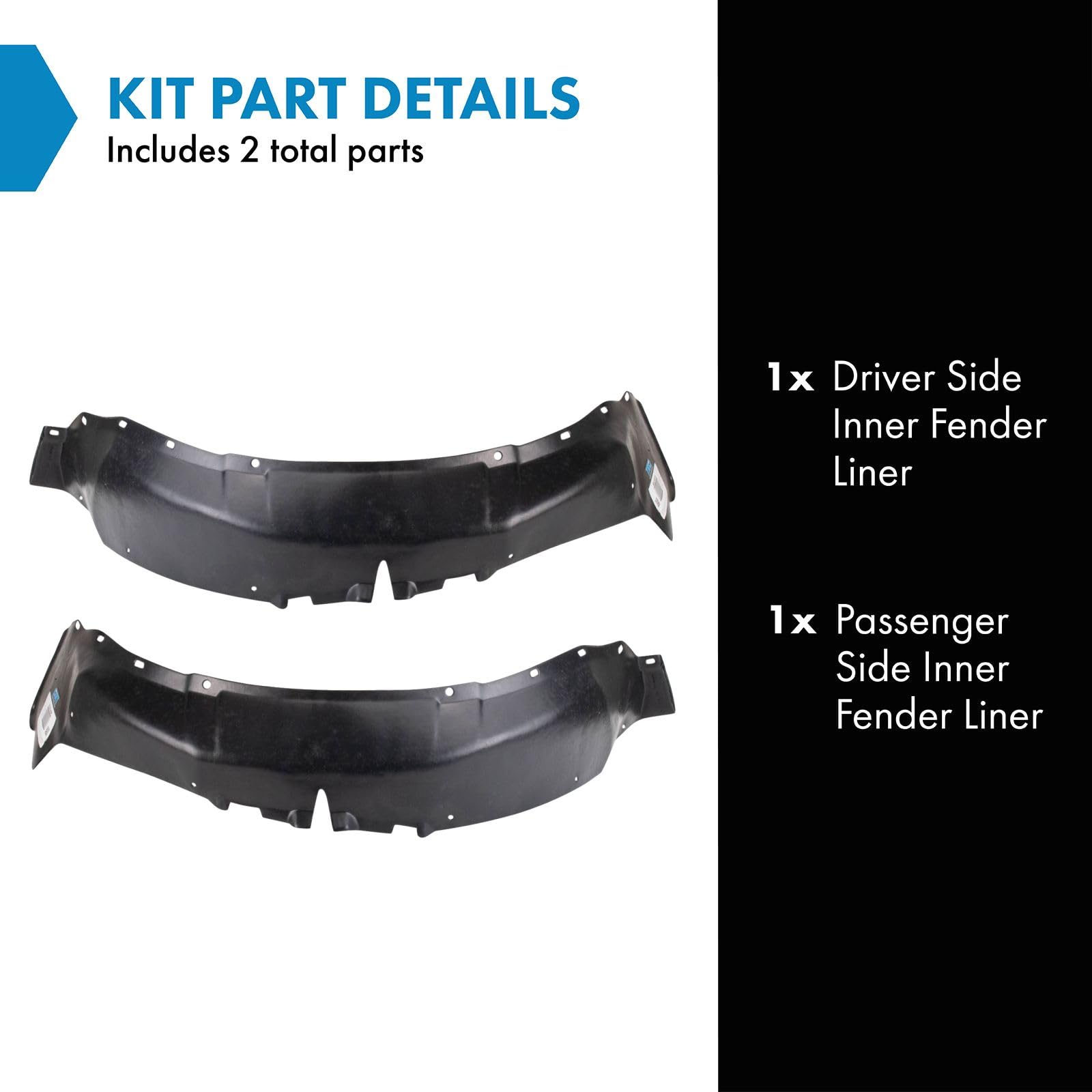 Trq Inner Fender Liner Set Compatible With 1982-1996 Oldsmobile Cutlass Ciera Gm1248126 Gm1249126