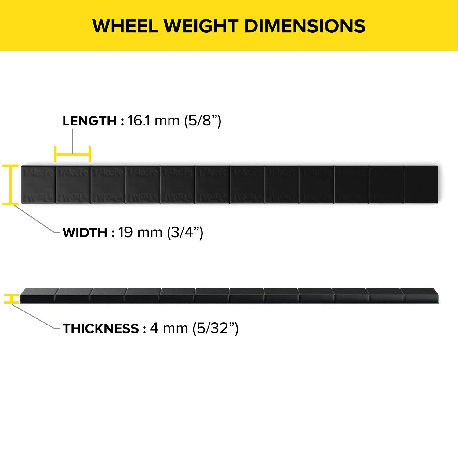 Stancemagic - 0.25Oz 1/4Oz - Black Adhesive Stick On Wheel Weights, Easy Peel, Low Profile, Zinc Plated Steel Balancing Weights For Cars Bikes Atv Utv, 11.25 Lb Box (180Oz), Contains 720 Pieces