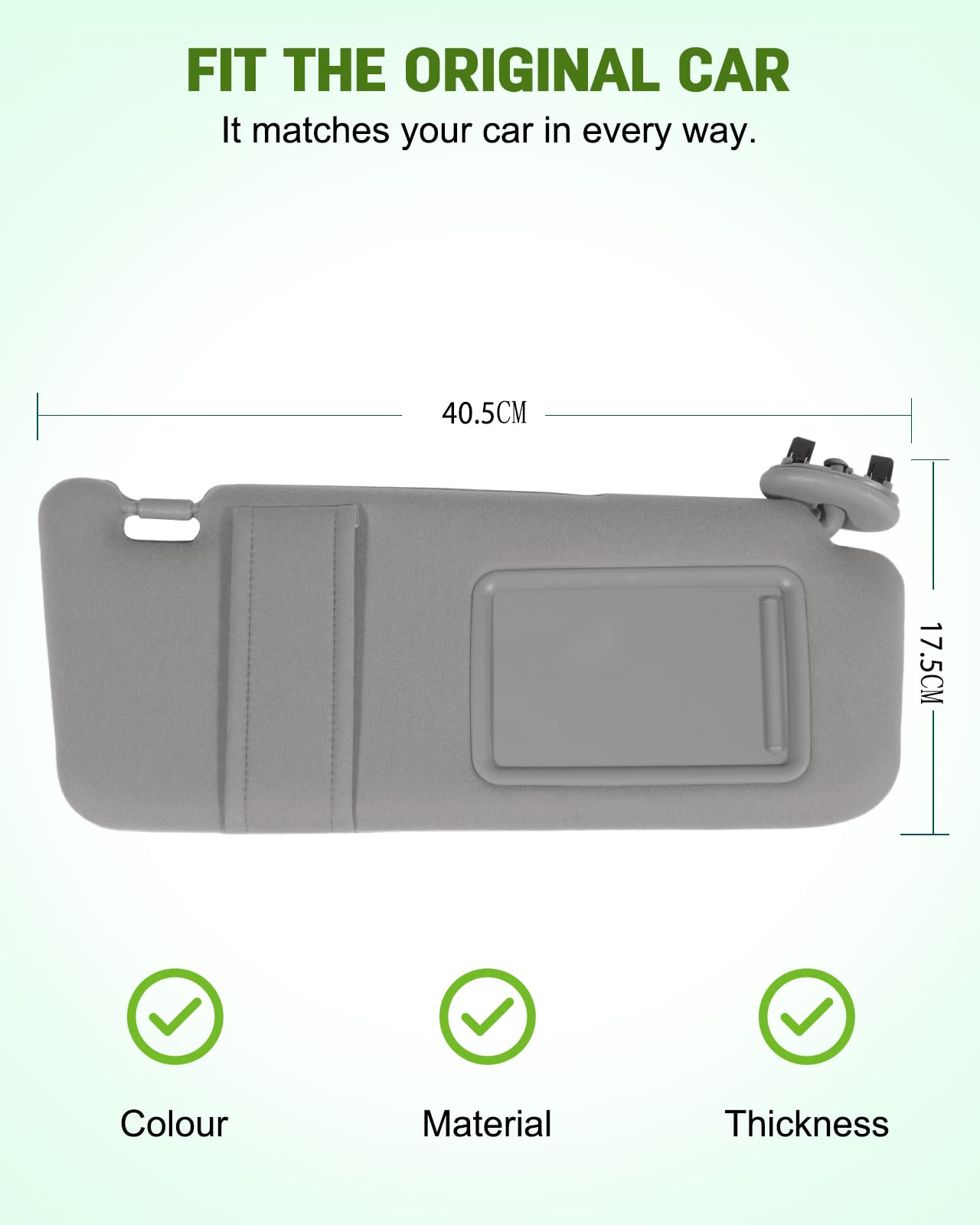 Scitoo Gray Right Passenger Side Interior Sun Visor Fit For Toyota For Camry 2006-2011 Without Sunroof (Oe:74310-06750-B0)