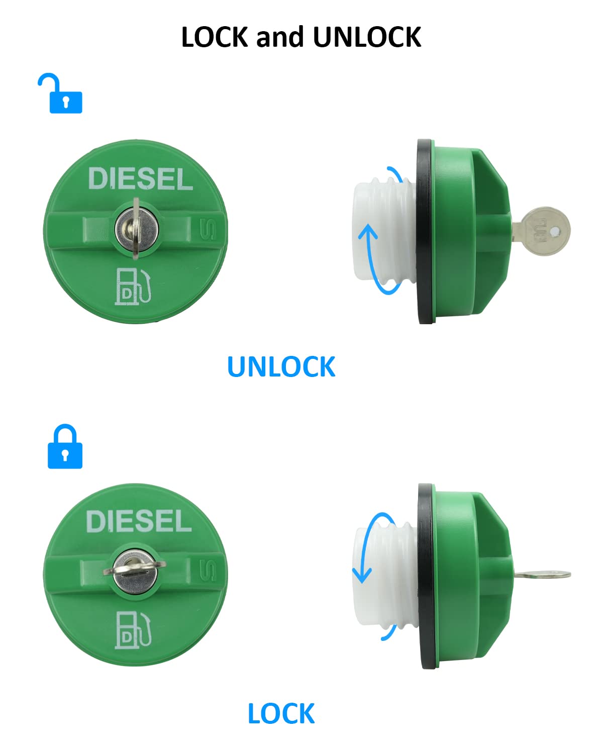 10591D Locking Fuel Gas Cap For Diesel Trucks Fuel Tank Fit For Chevrolet Dodge Ford Gmc Etc Car Fuel Cap