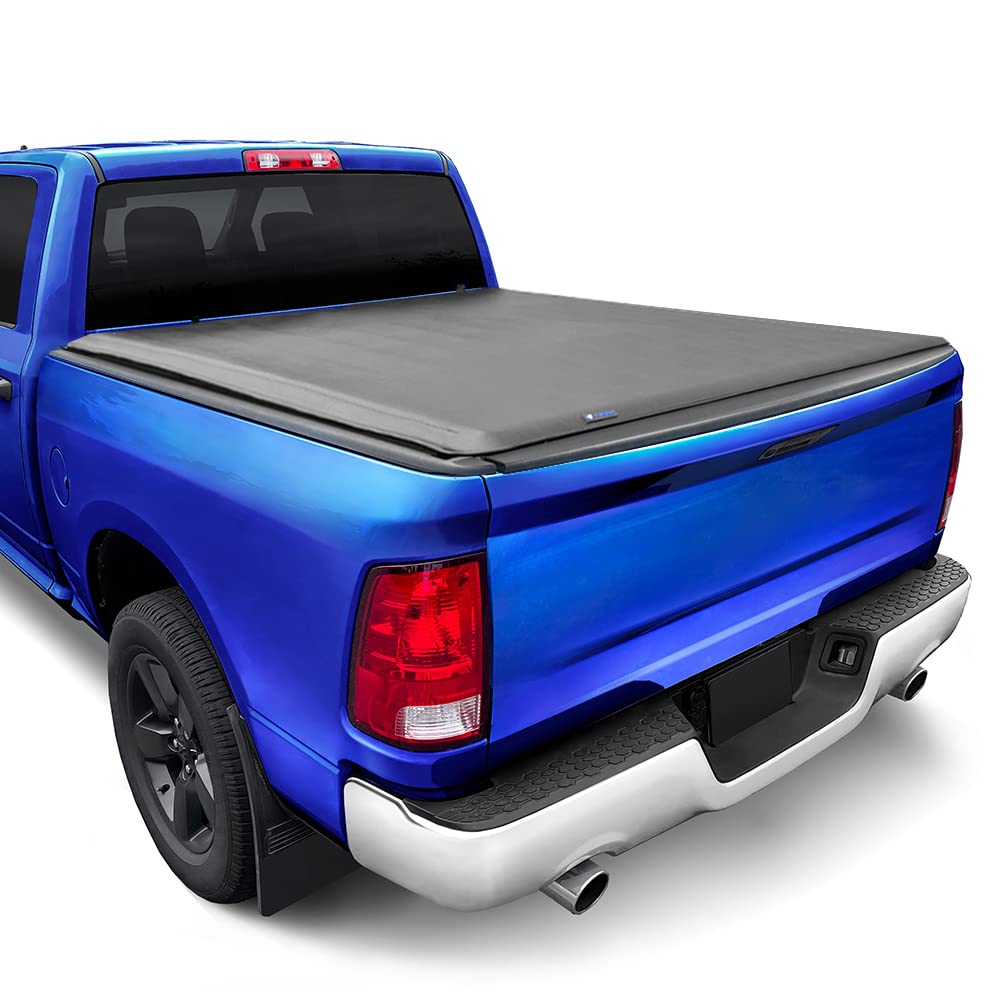 Tyger Auto T1 Soft Roll-Up Truck Bed Tonneau Cover Compatible With 2009-2018 Dodge Ram 1500; 2010-2024 2500 3500; 2019-2023 Classic | 6'4' (76') Bed | Tg-Bc1D9014, Black