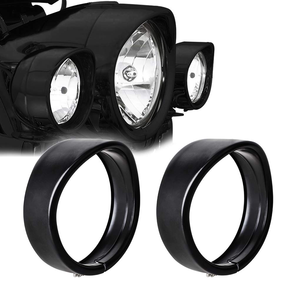 Nthreeauto 4.5 Fog Light Trim Ring Matte Black Passing Lamp Decorate Rings Motorcycle Auxiliary Lights Visor Compatible With 1962-Later Harley (Matte Black)