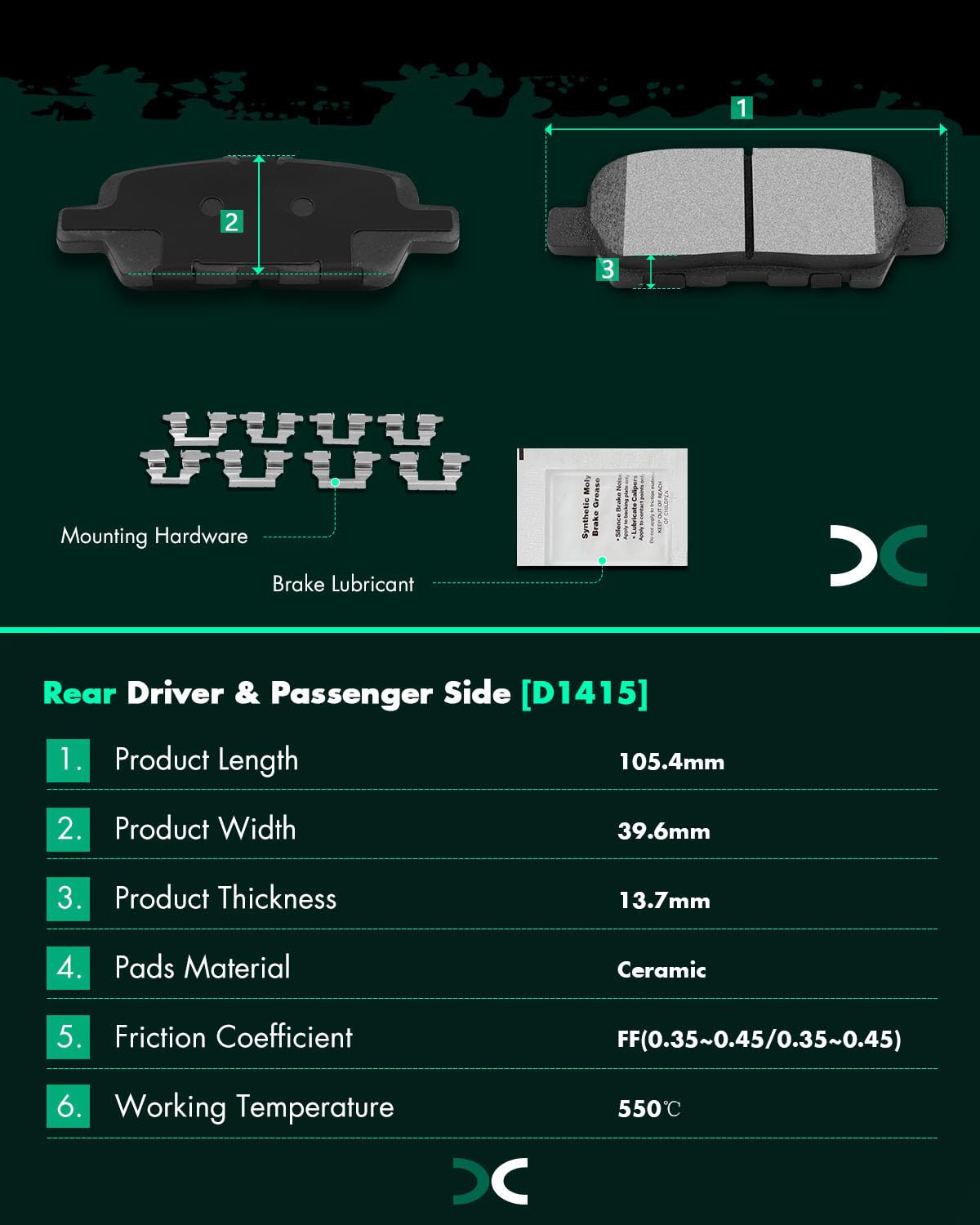 Scitoo Front Rear Disc Brake Pad Set 8Pcs W/Hardware Fit For Infiniti For Jx35 2013,For Nissan For Murano 2015-2022,For Nissan F