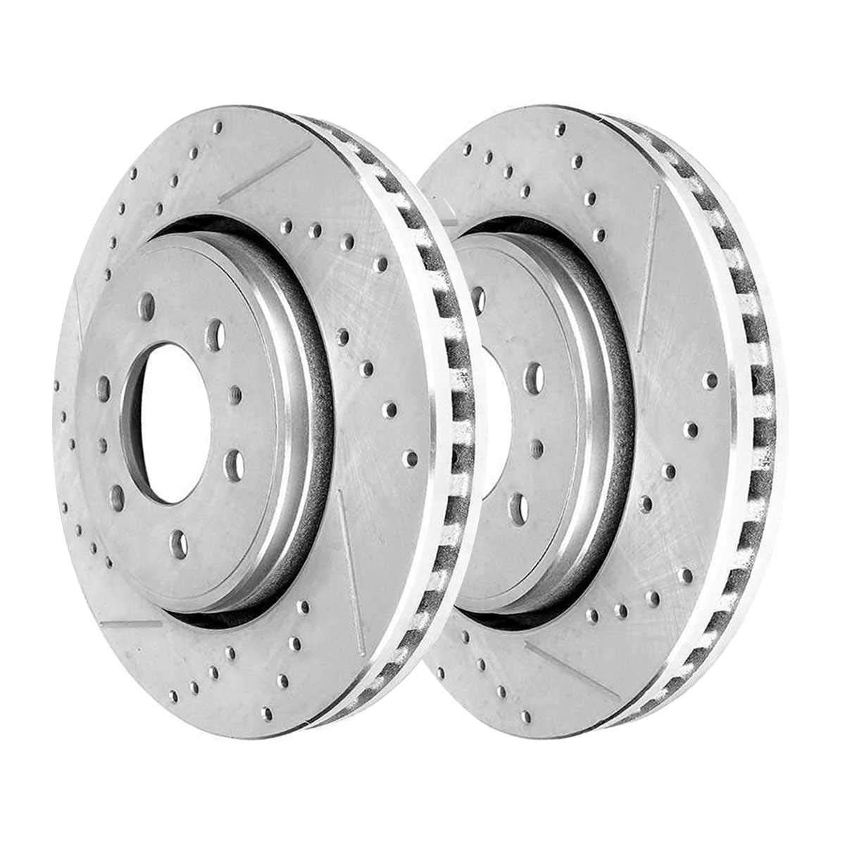 Autoshack Front Drilled Slotted Brake Rotors Silver Pair Of 2 Driver And Passenger Side Replacement For 2007-2021 Ford Expedition 2010-2020 F-150 2007-2021 Lincoln Navigator 4Wd Awd Rwd Pr64155Dszpr