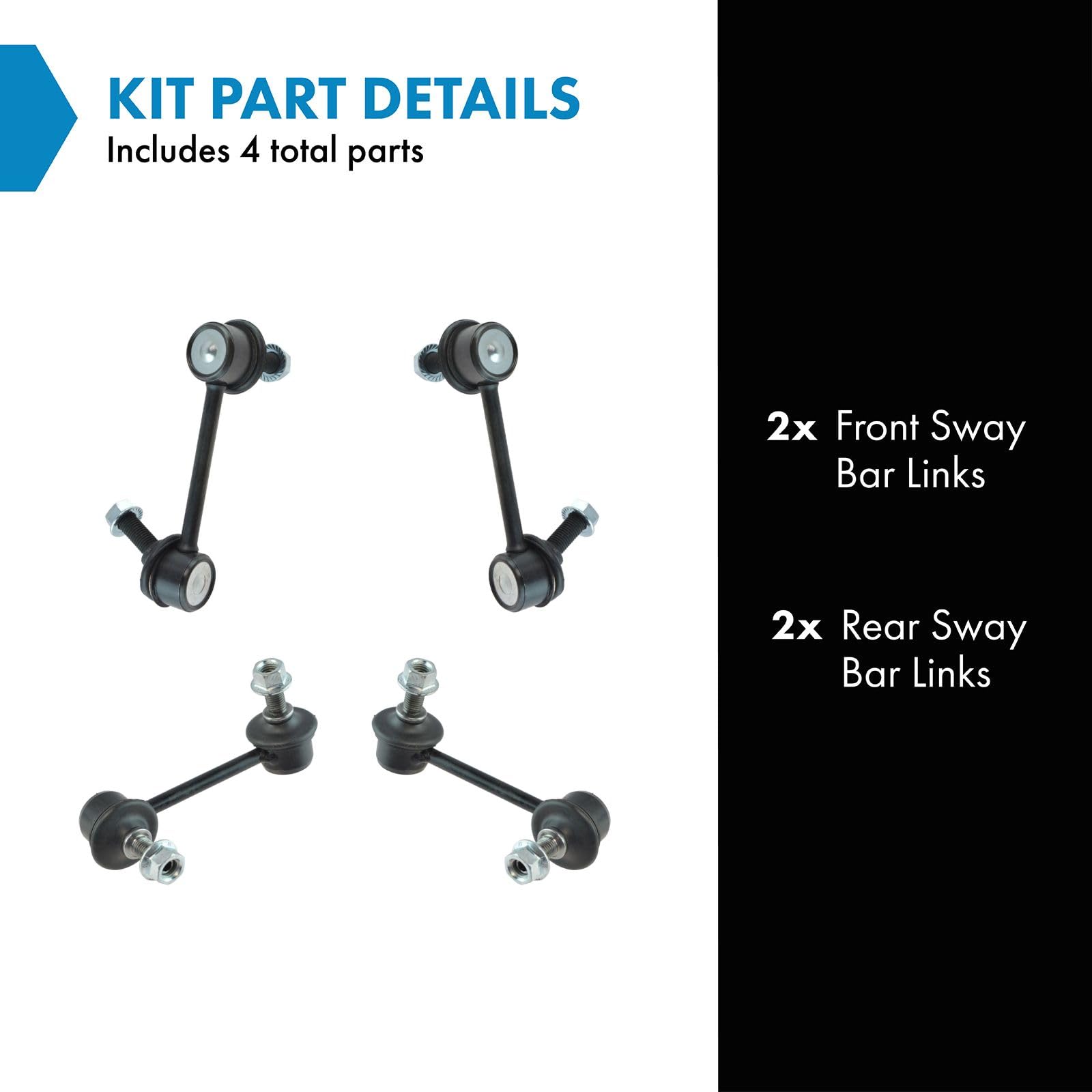 Trq Front & Rear Sway Bar Stabilizer Link Set Compatible With 2007-2012 Mazda Cx-7