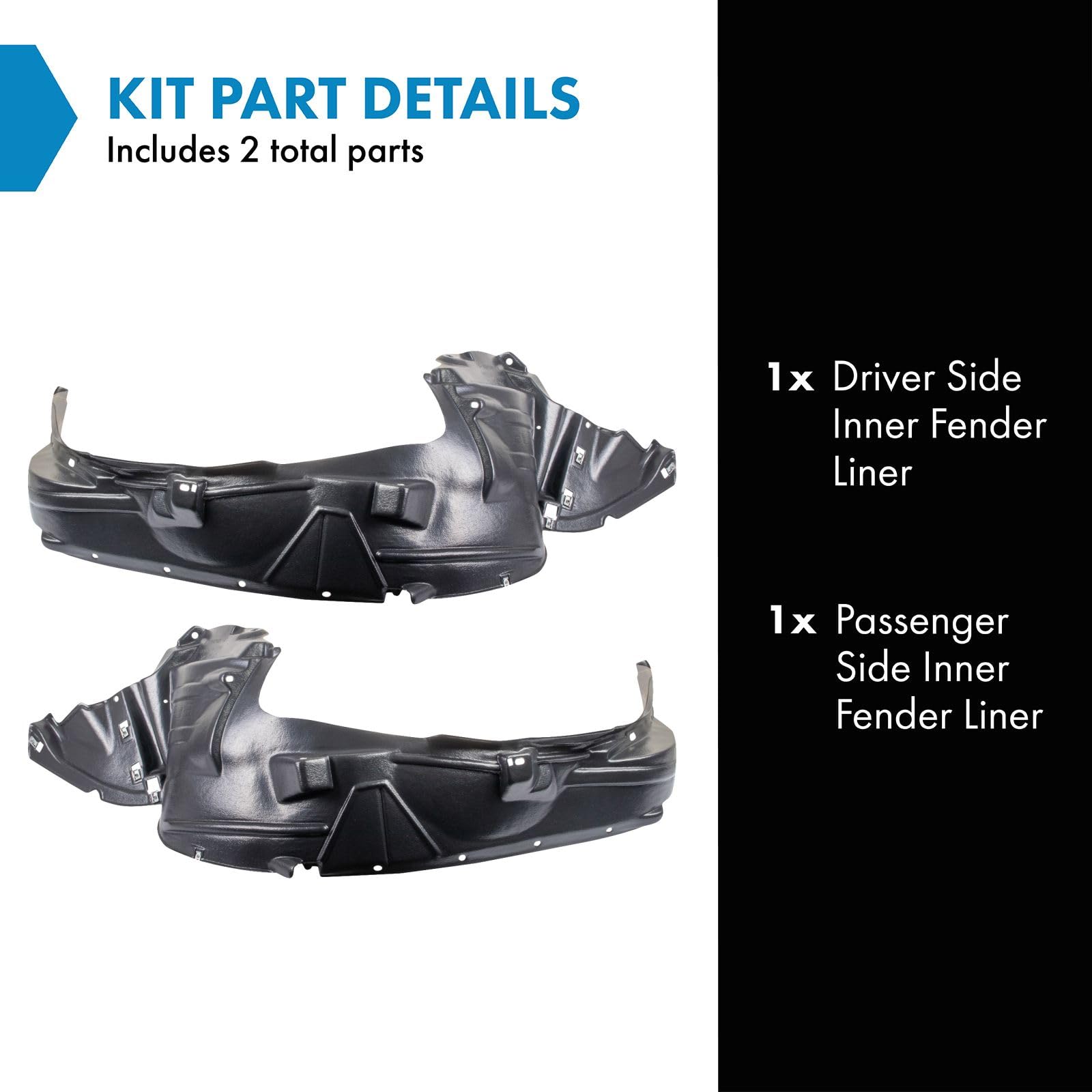 Trq Inner Fender Liner Set Compatible With 2012-2014 Honda Ridgeline Ho1248156 Ho1249156