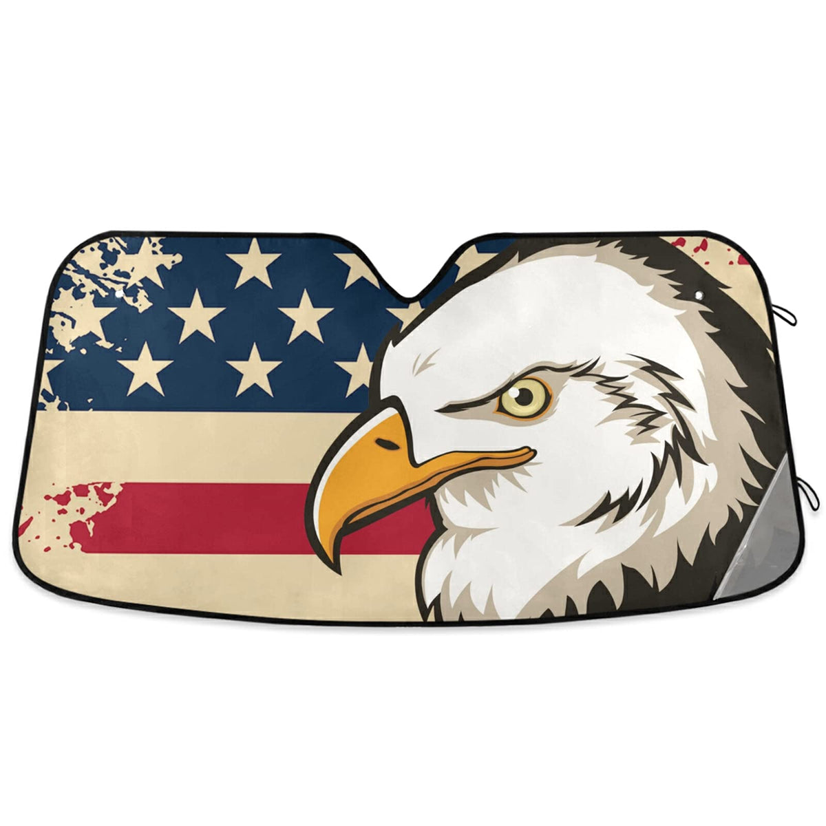 Oarencol American Flag Bald Eagle Car Windshield Sun Shade Usa Patriotic 4Th Of July Foldable Uv Ray Sun Visor Protector Sunshad